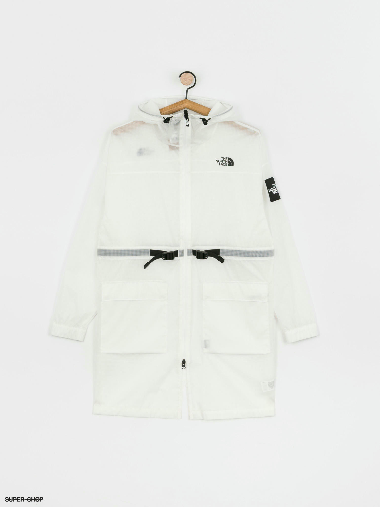 north face white and black coat