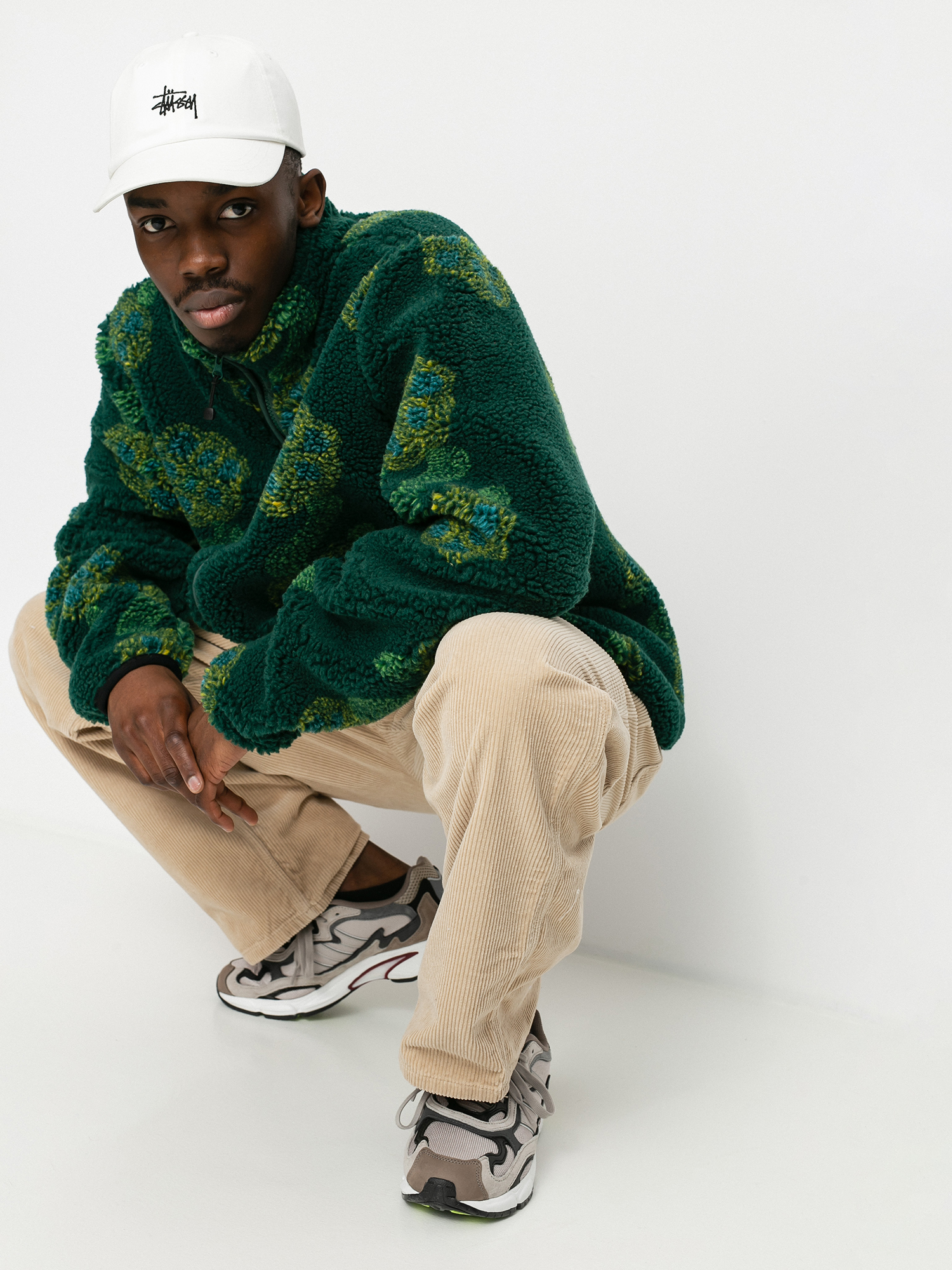 Stussy Flor Sherpa Mock Jacket - multicolor (green)