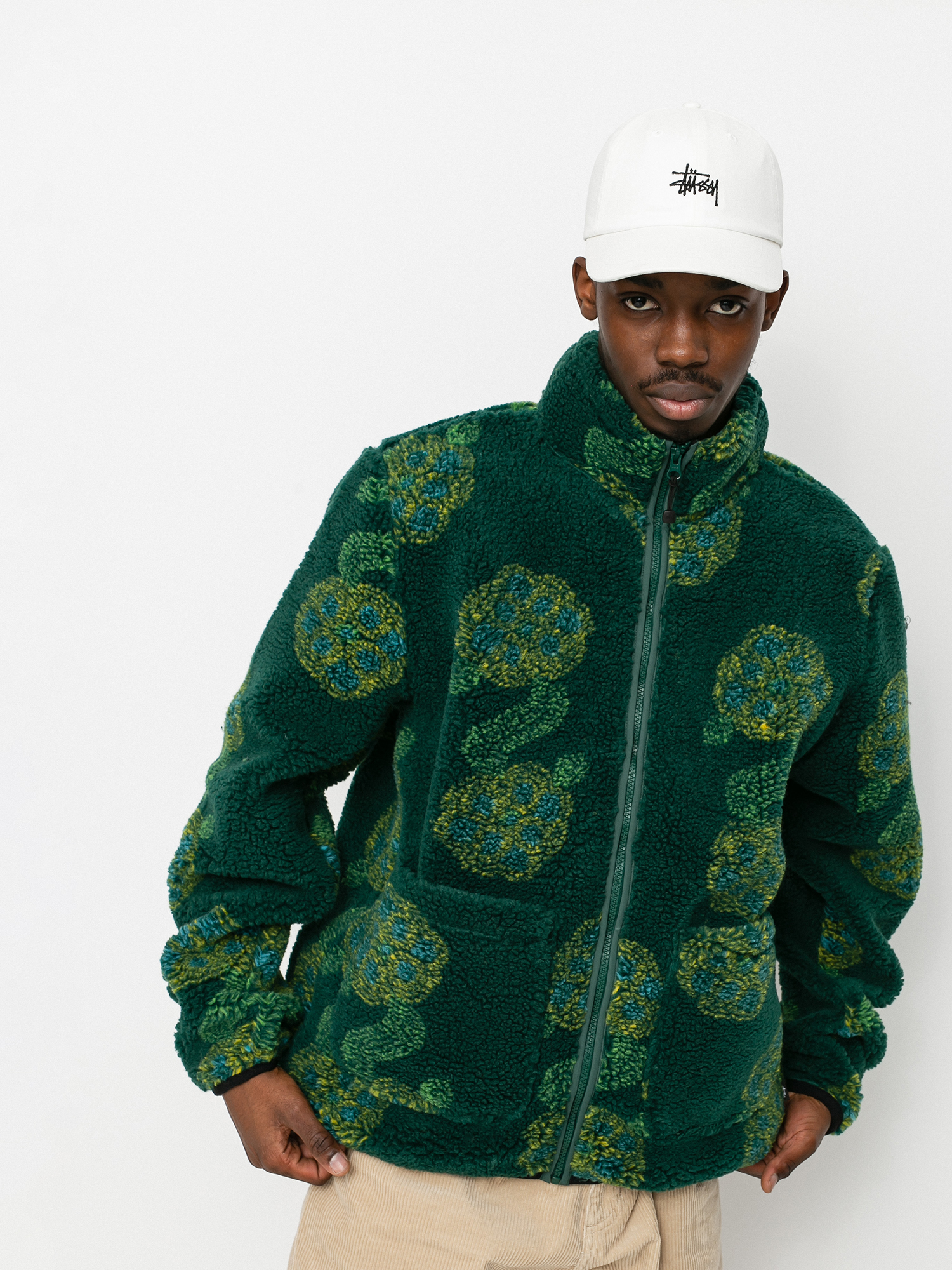 Stussy Flor Sherpa Mock Jacket (green)