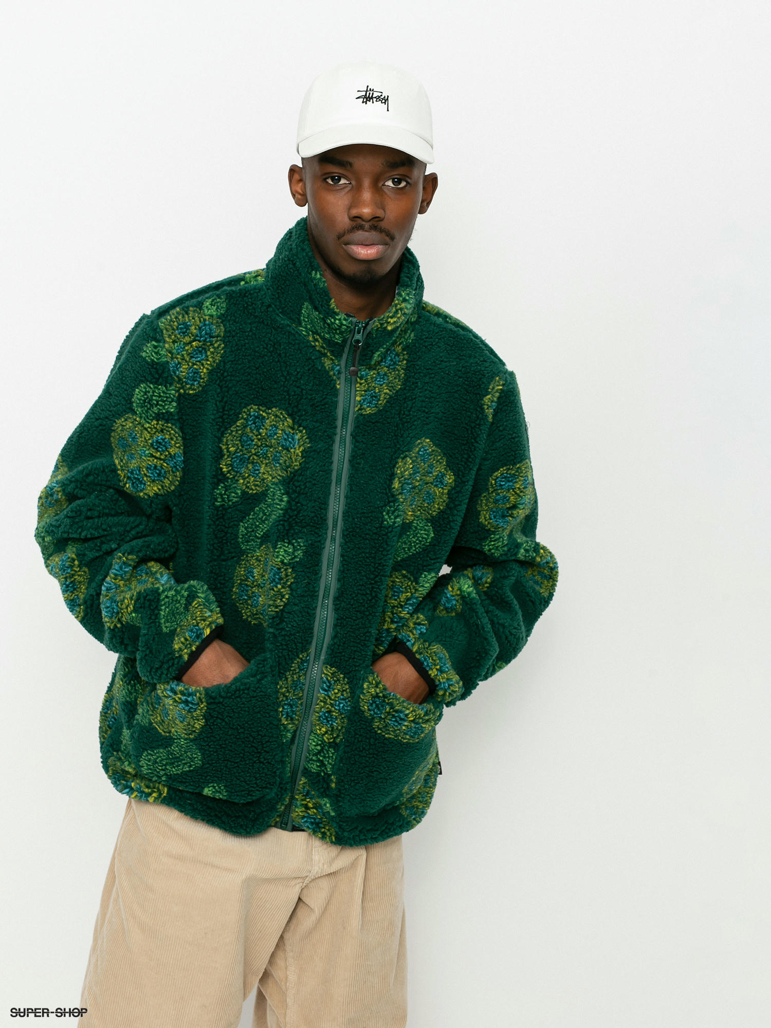 Stussy Flor Sherpa Mock Jacket (green)