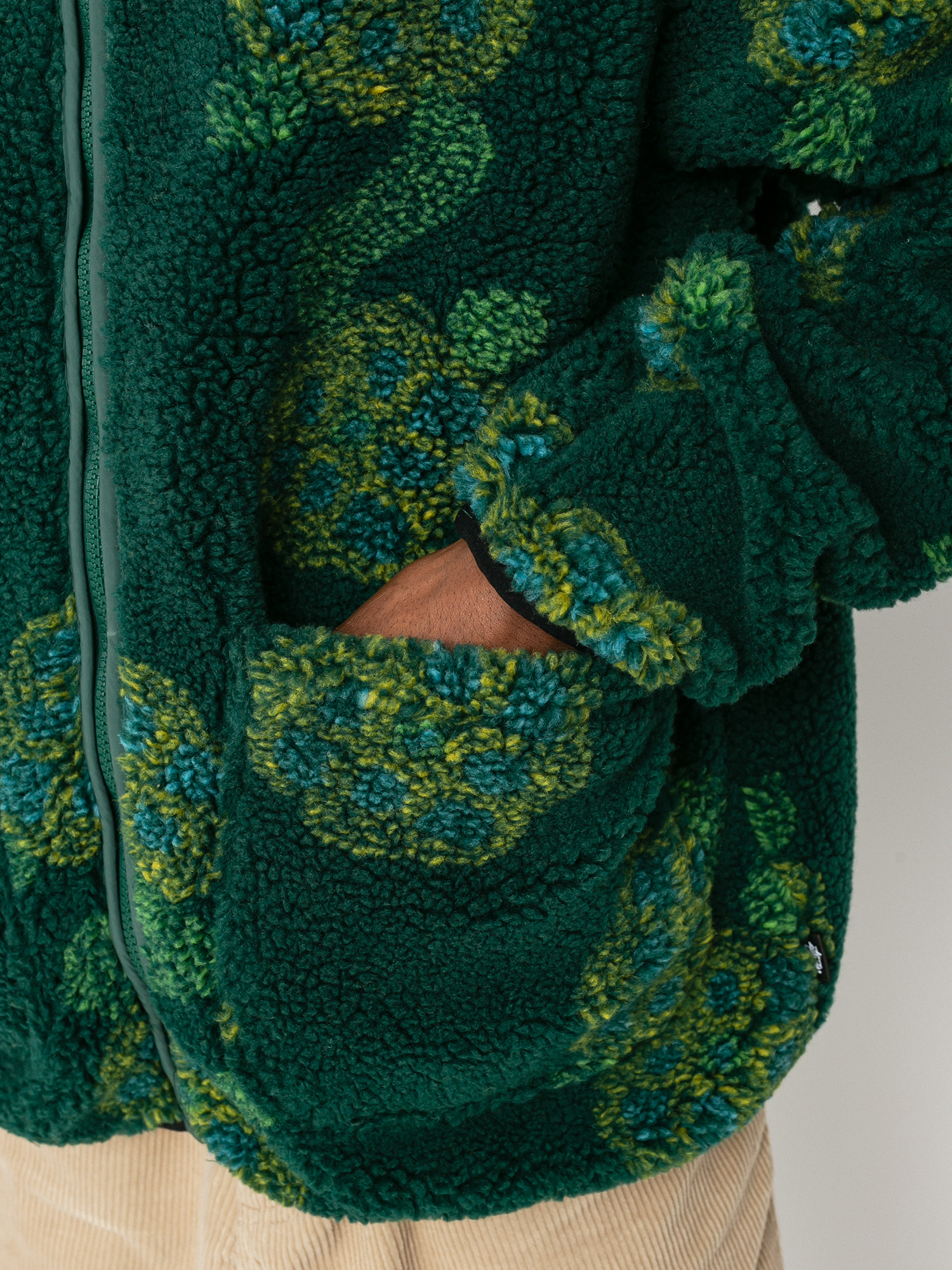 Stussy Flor Sherpa Mock Jacket (green)