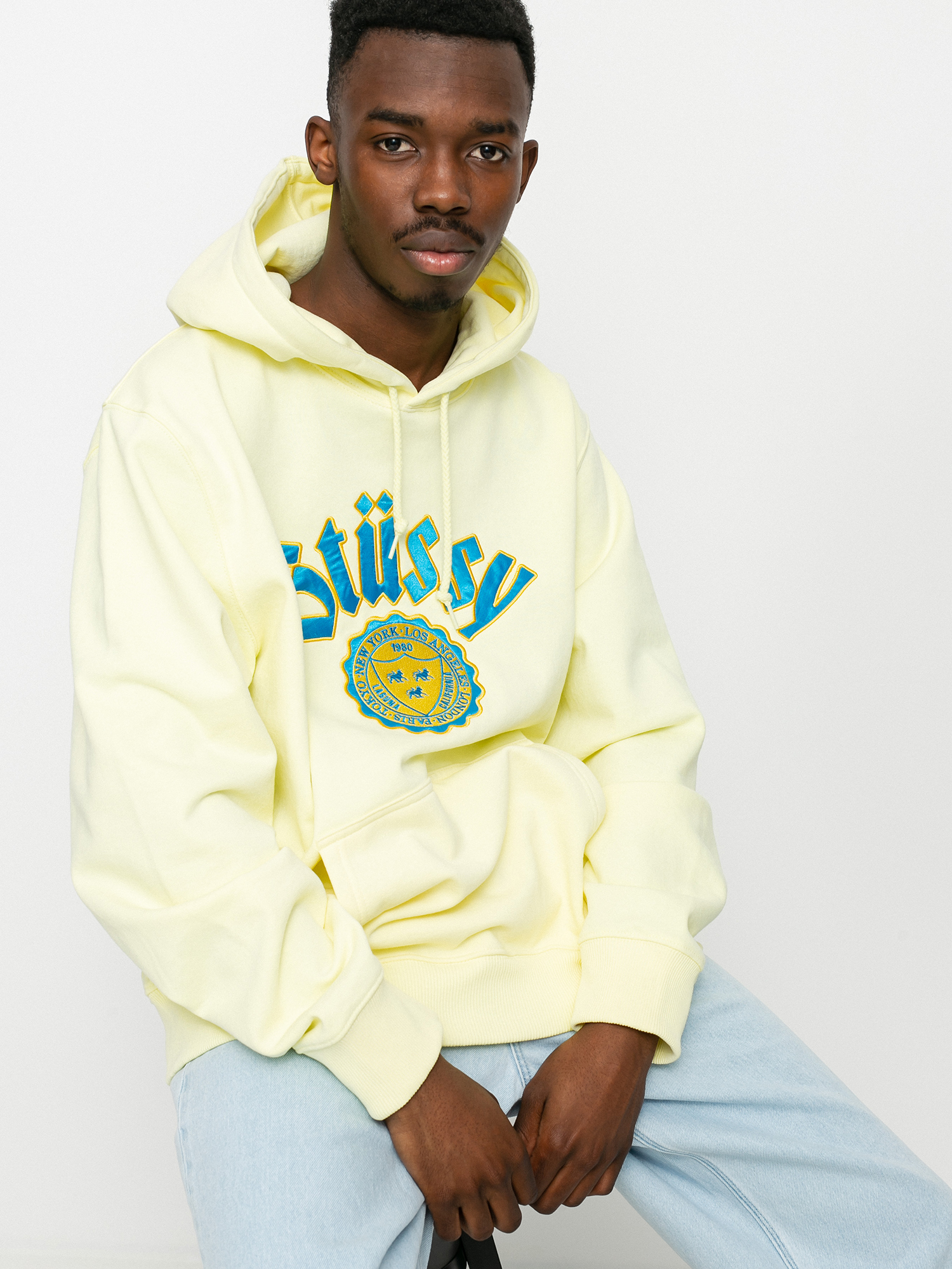 Yellow on sale stussy hoodie