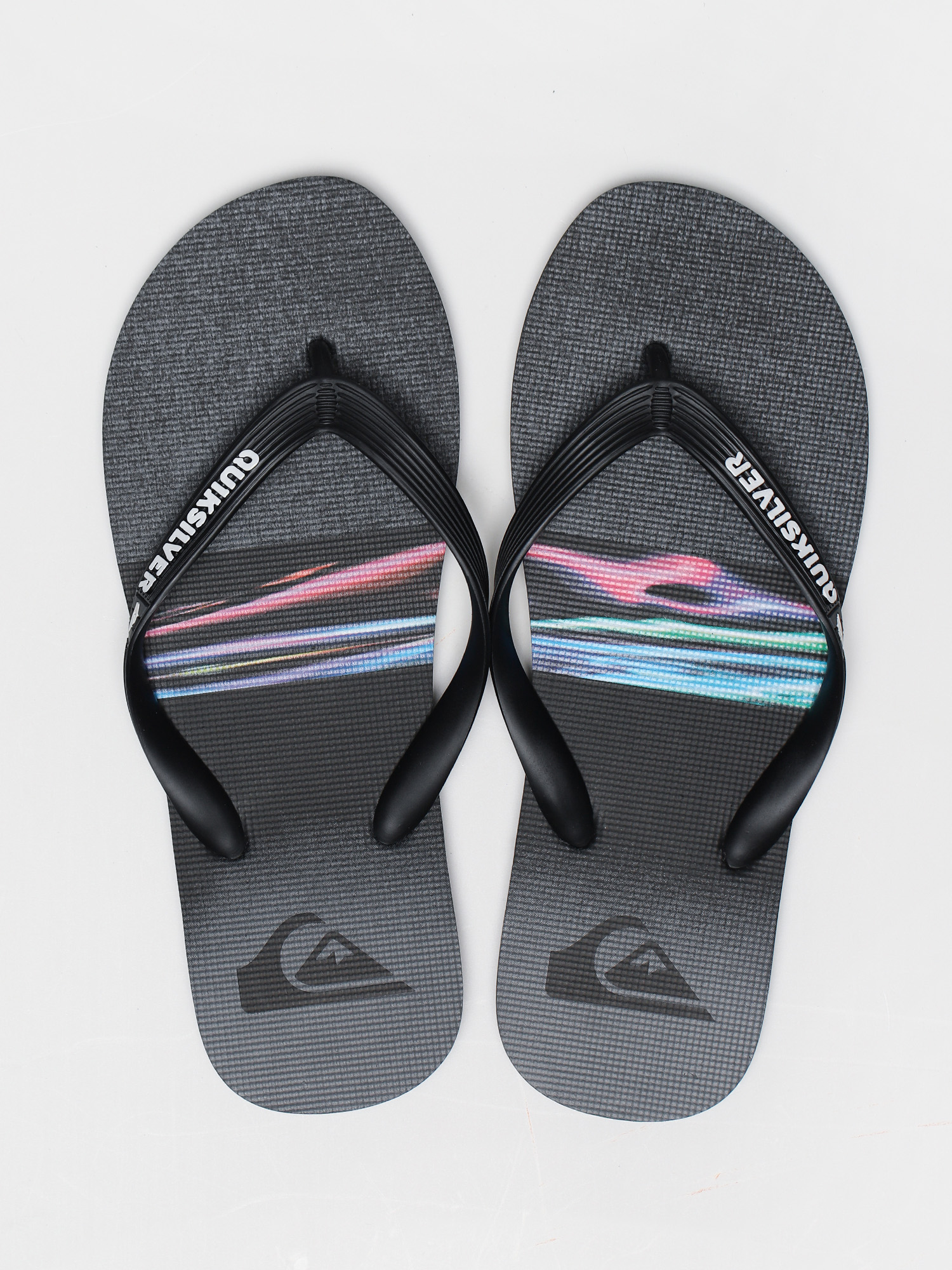 Grey Quiksilver NEW Men/'s Molokai Hold Down Flip Flops Black BNWT Black