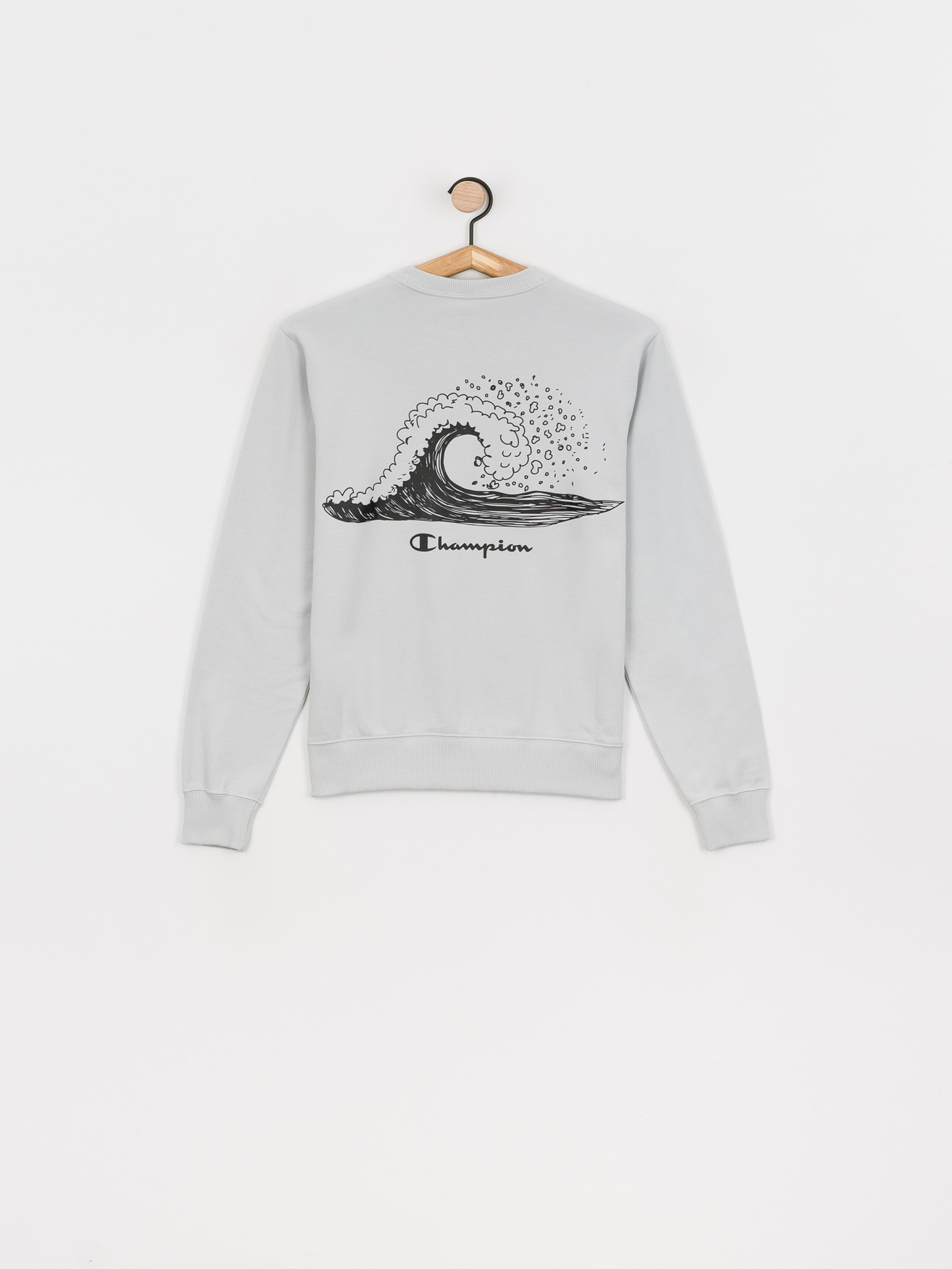 champion sweater grey crew neck white