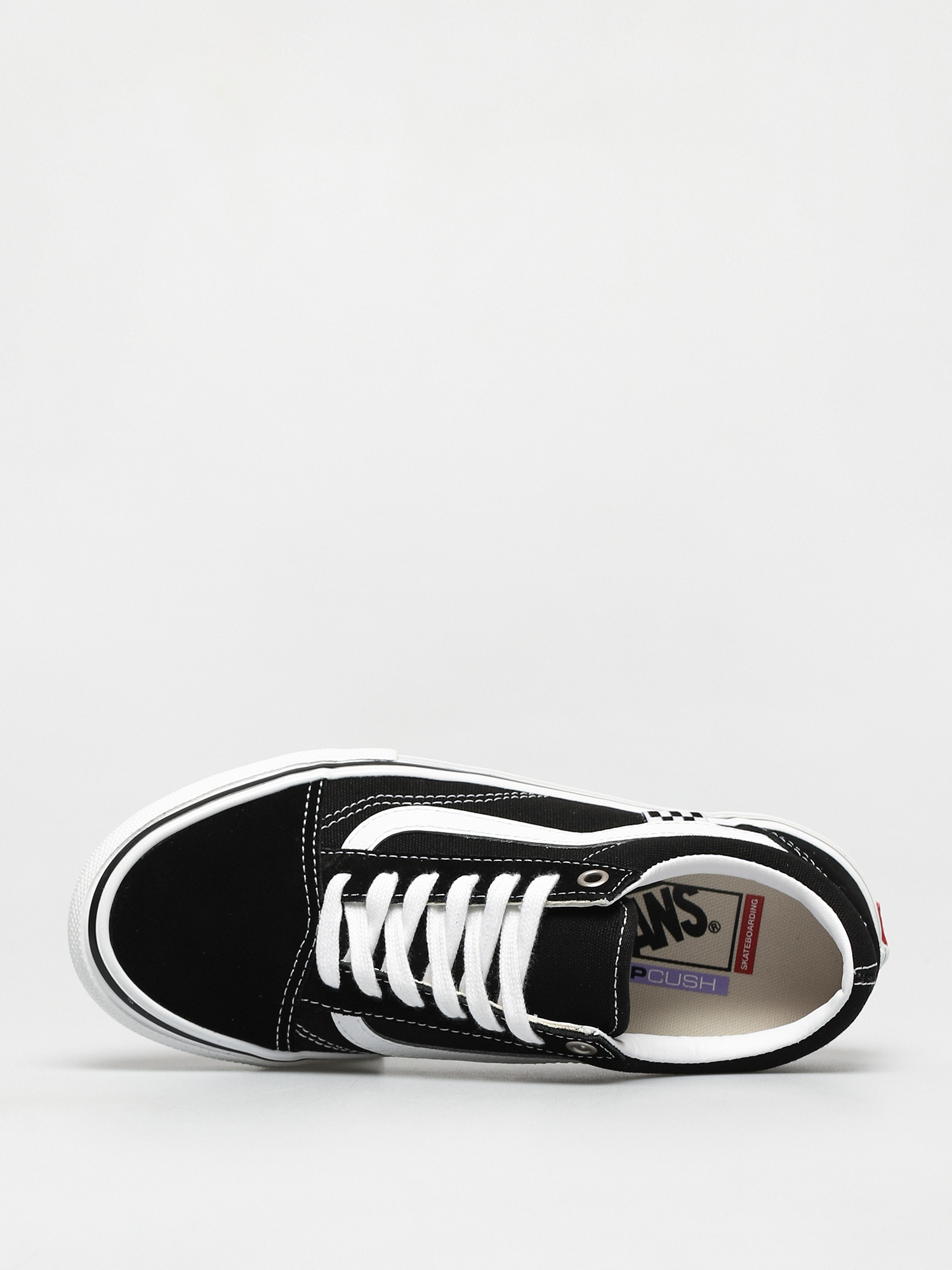 Vans old skool black shop logo white skate shoes