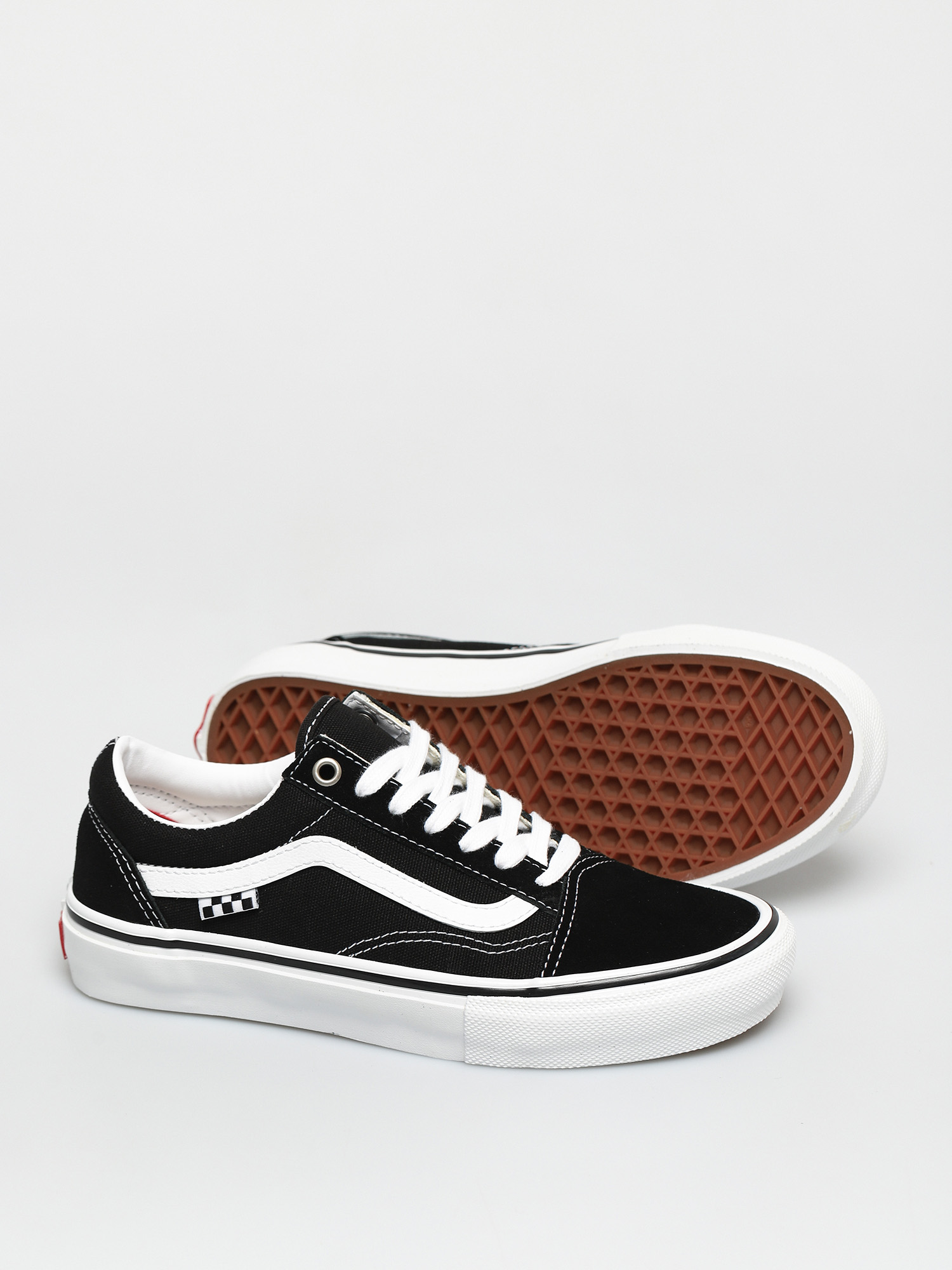 Vans old skool black logo white skate clearance shoes