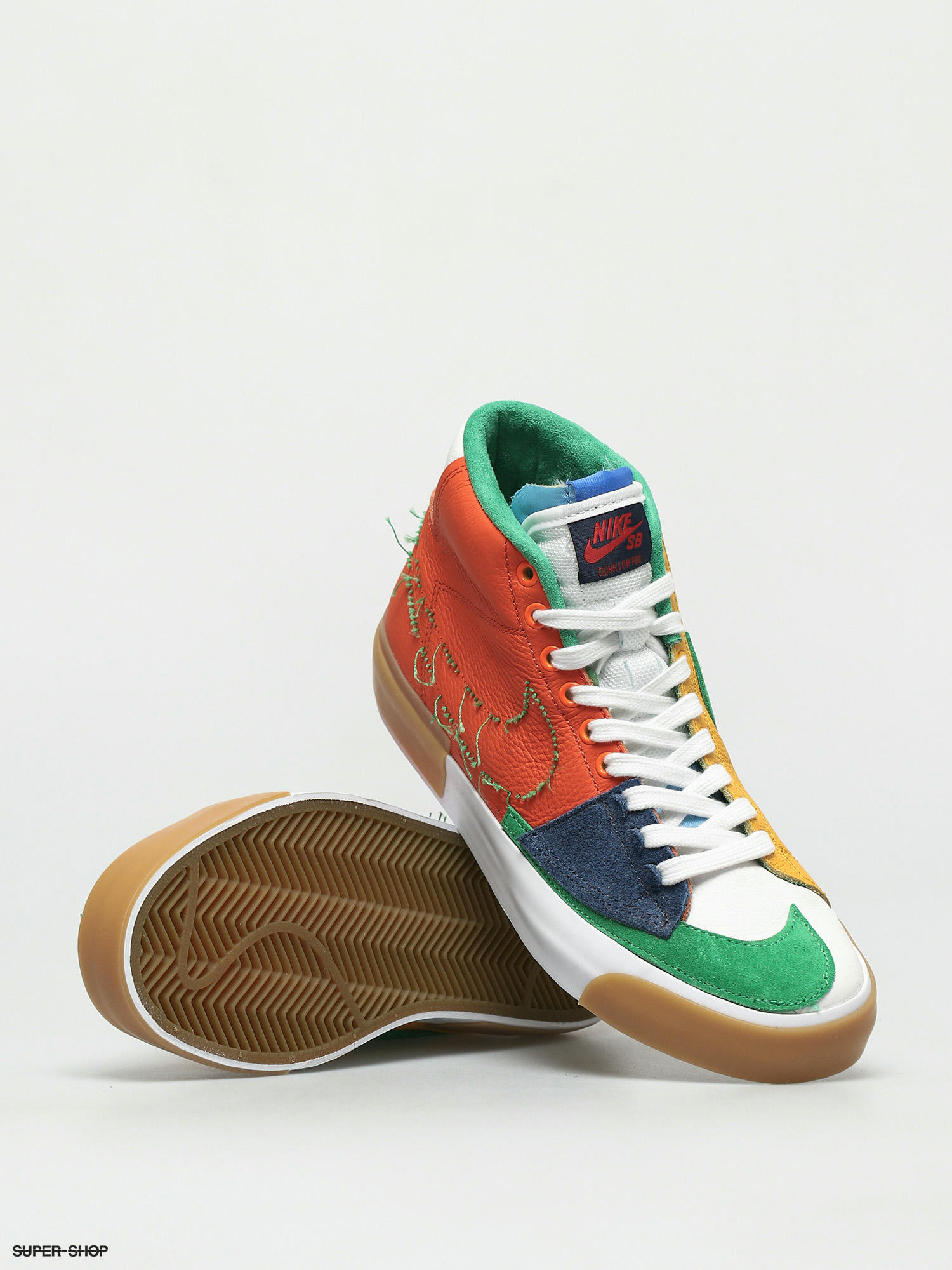 Nike Sb Zoom Blazer Mid Edge Shoes Safety Orange Lucky Green