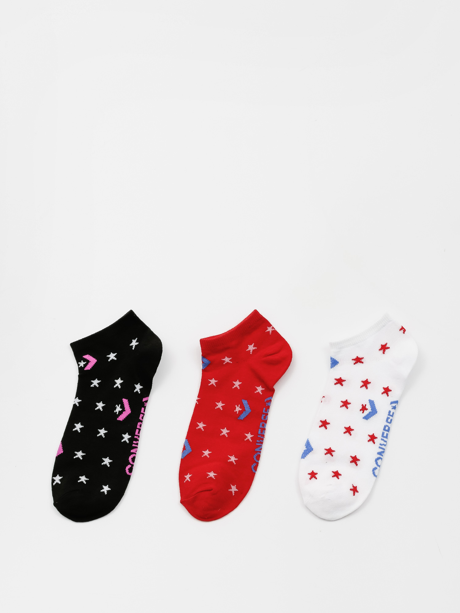 Converse 3Pk Star And Chevron Socks (red multi/white multi/black multi)