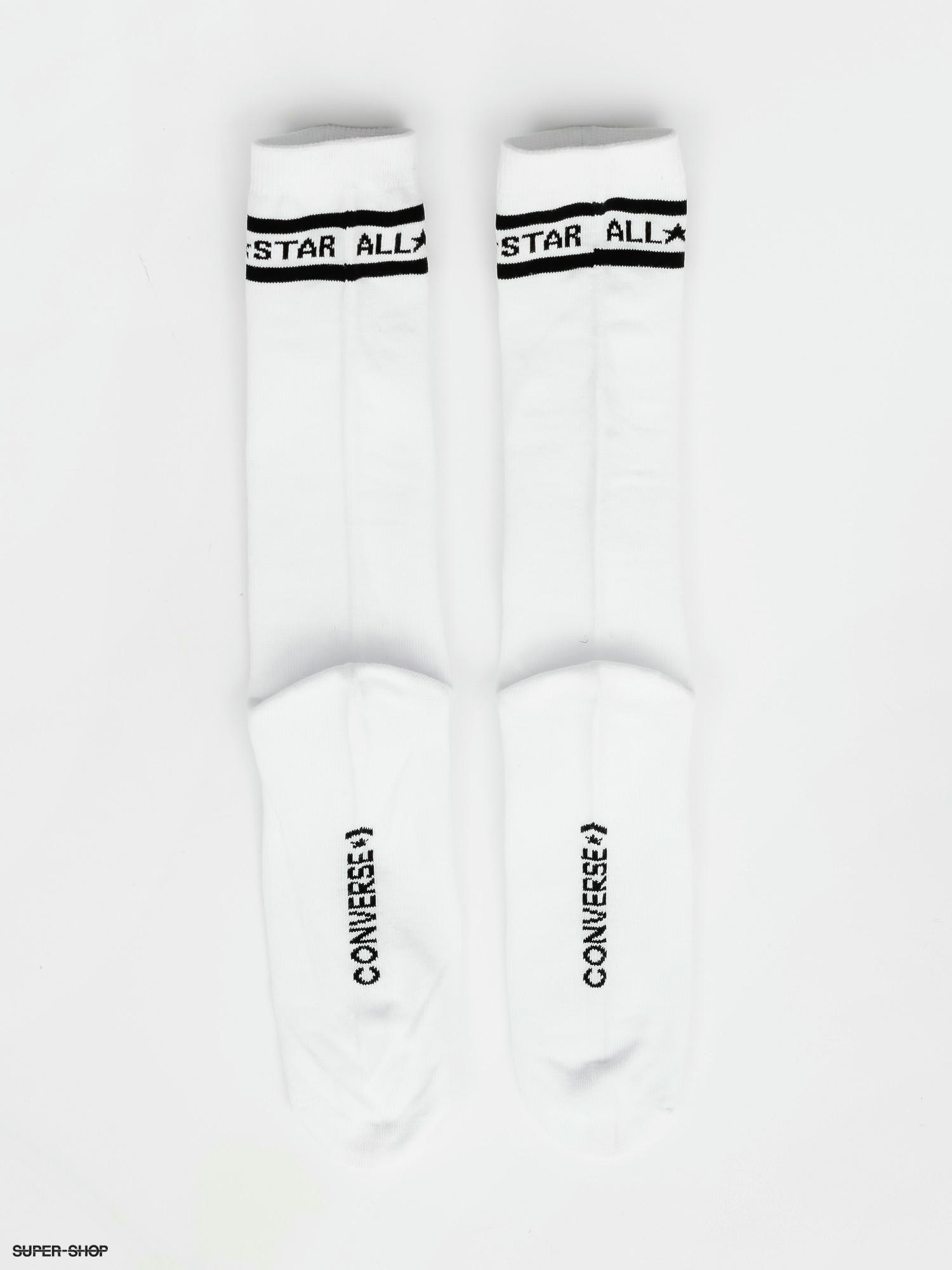 Converse 2Pk All Star Double Stripe Crew Socks (white/black)