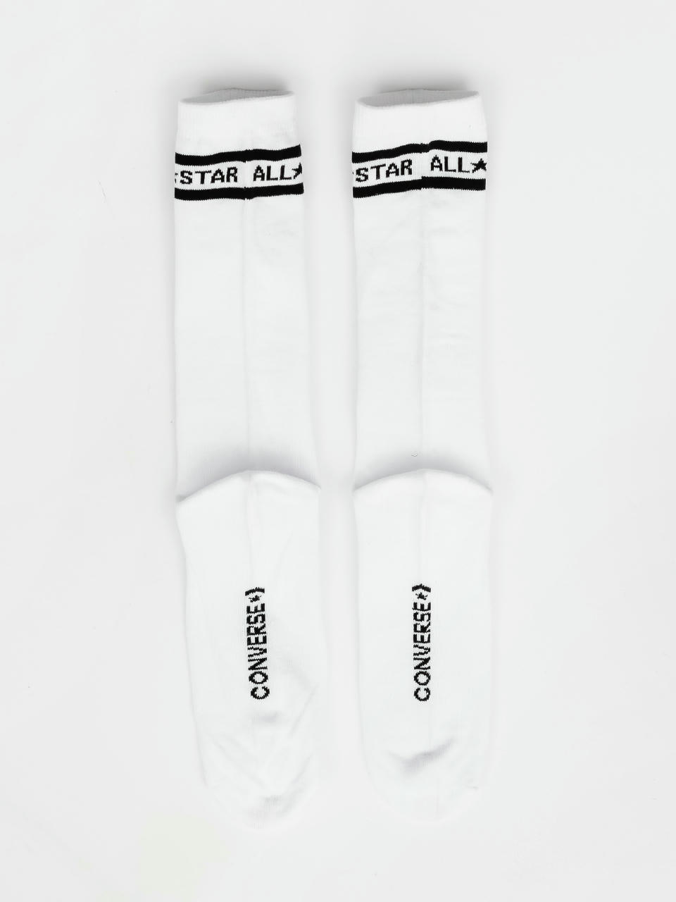 Converse 2Pk All Star Double Stripe Crew Socks (white/black)