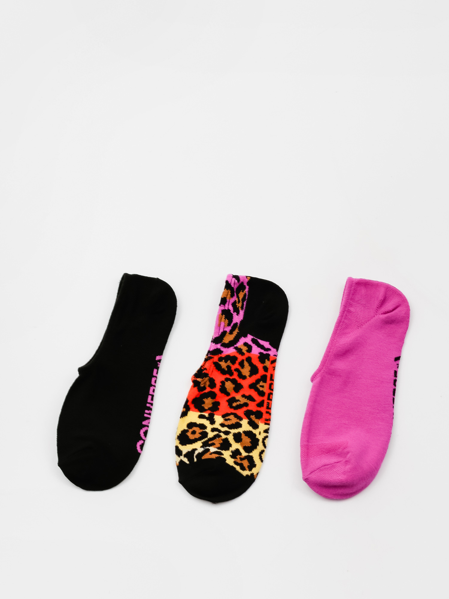 Converse 3Pk Ombre Colorblock Archive Leopard MFC Ox Socks (black multi/hyper magenta)