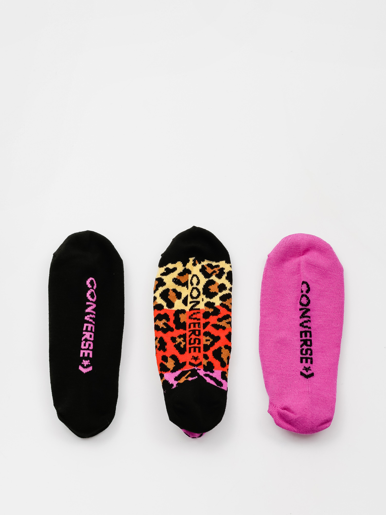 Converse 3Pk Ombre Colorblock Archive Leopard MFC Ox Socks (black multi/hyper magenta)