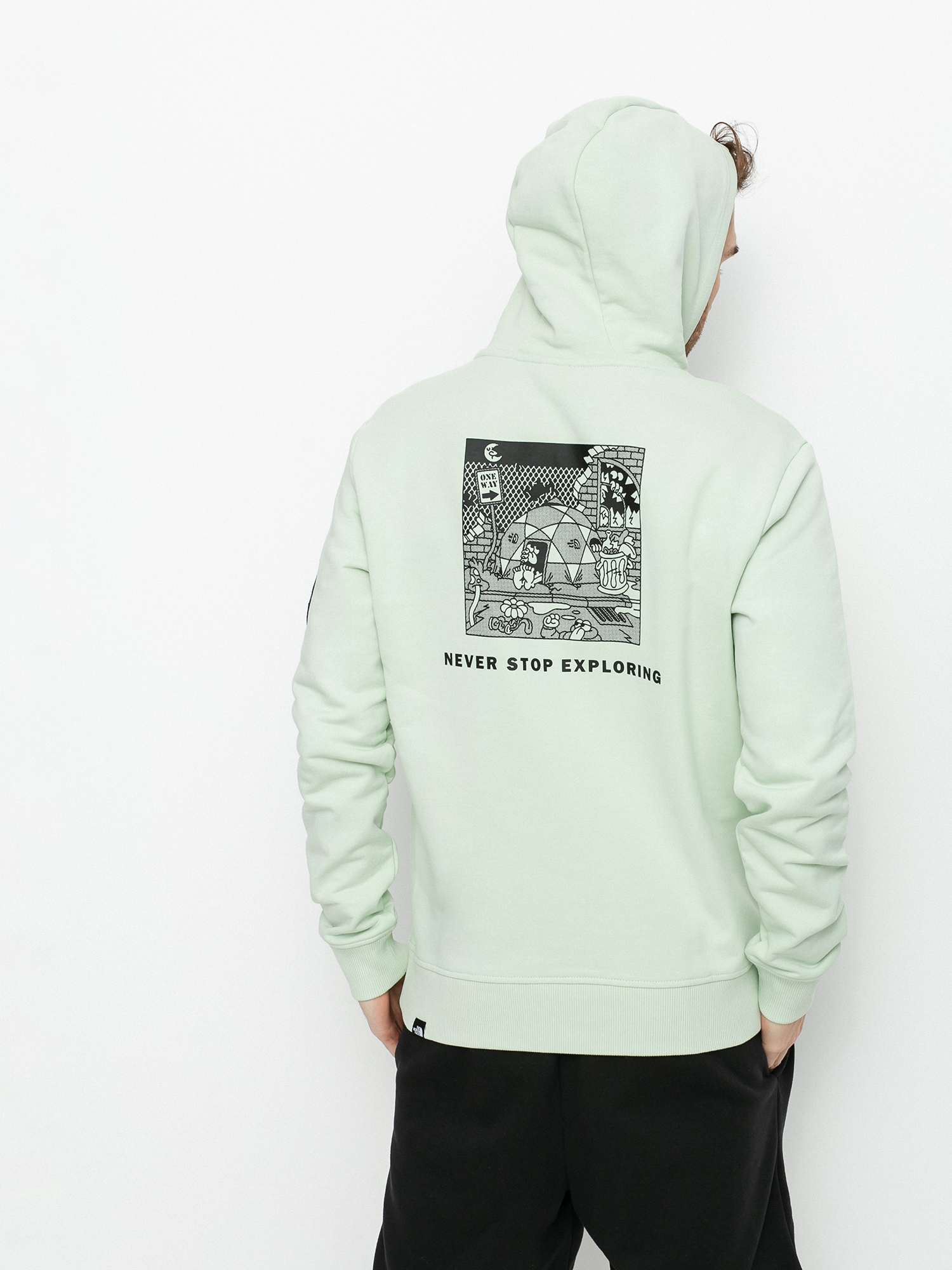 green and black north face hoodie