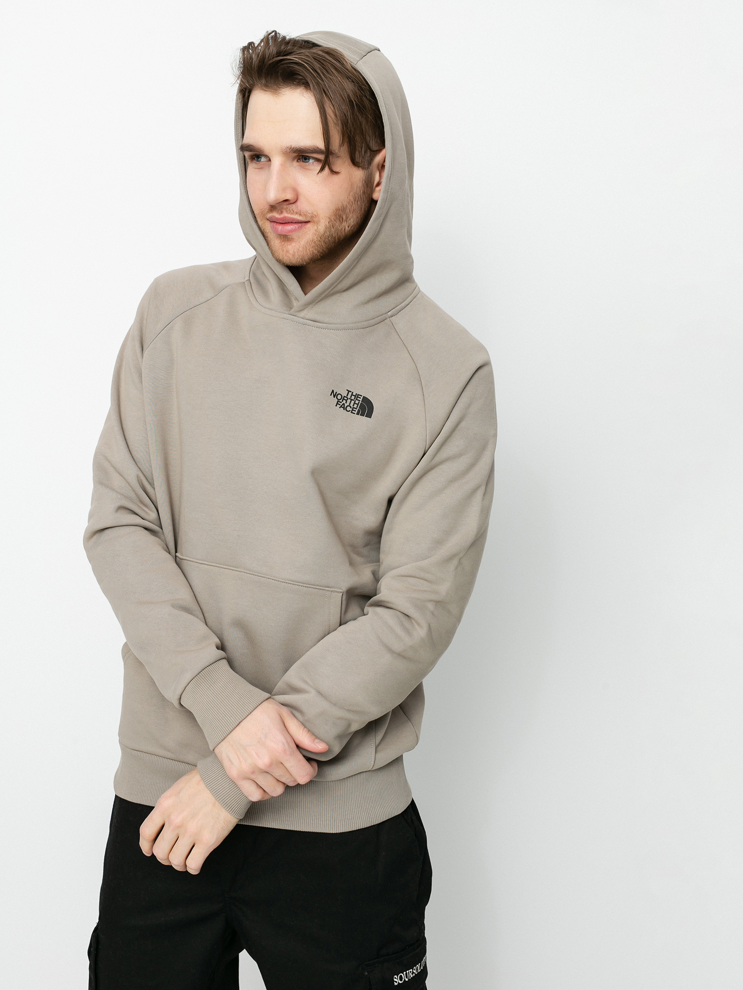 The north face online raglan redbox hoodie grey