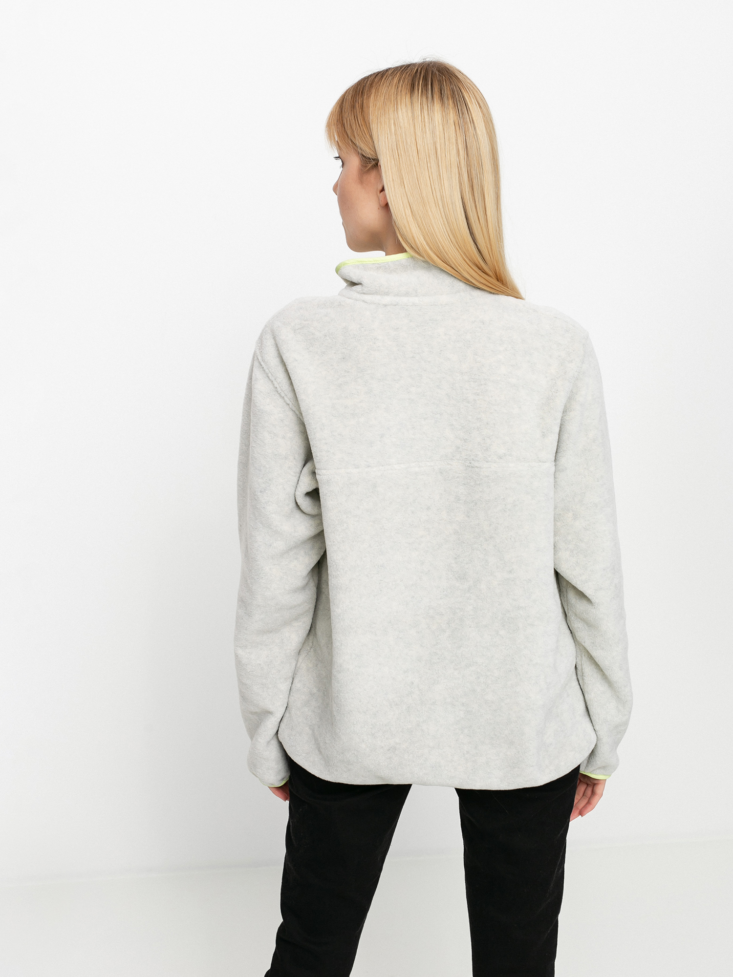 Womens Patagonia Lightweight Synchilla Snap T Fleece (oatmeal heather w/jellyfish yellow)