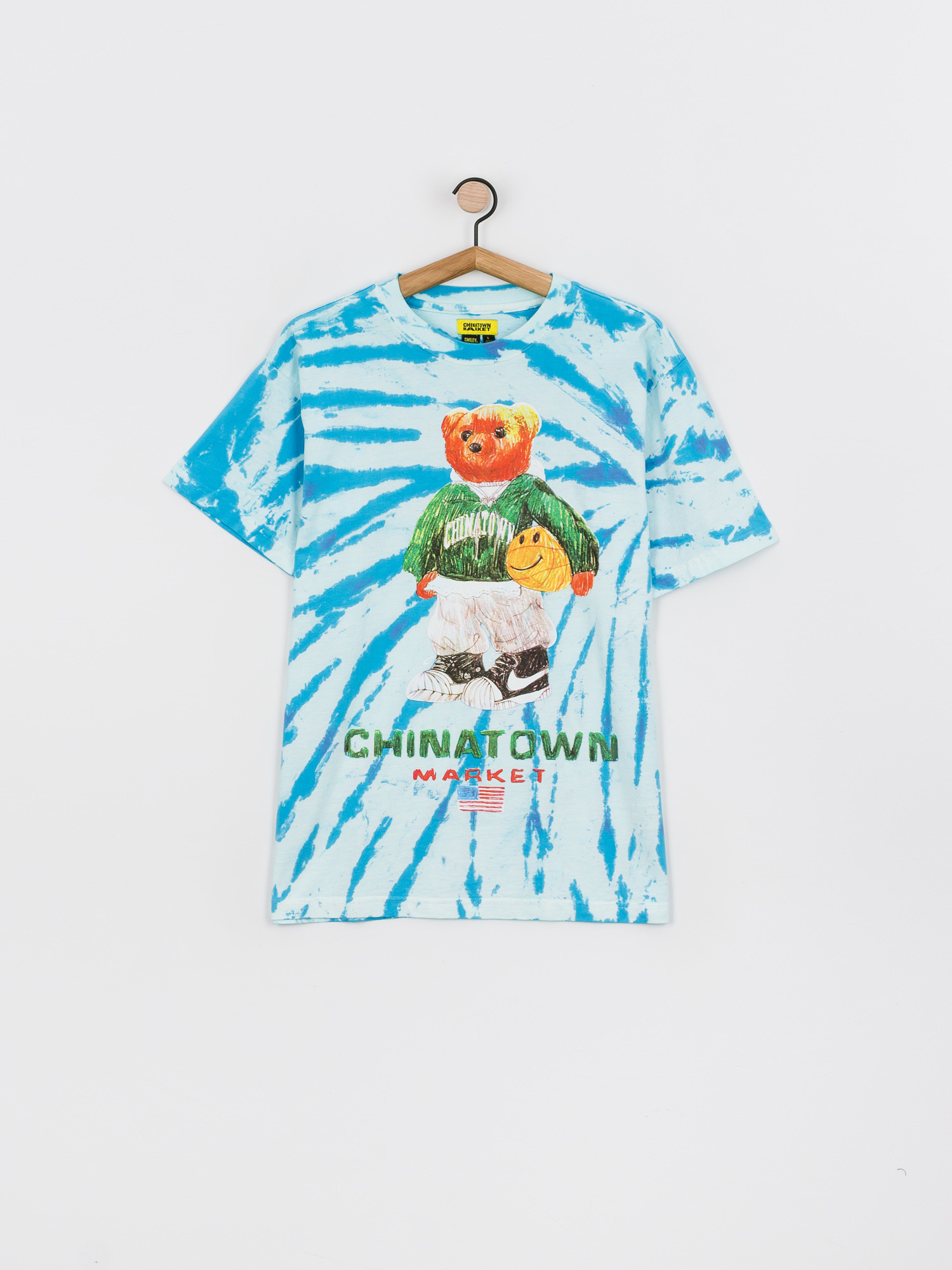 Chinatown Market Smiley Sketch Basketball Bear T-shirt - blue (tie