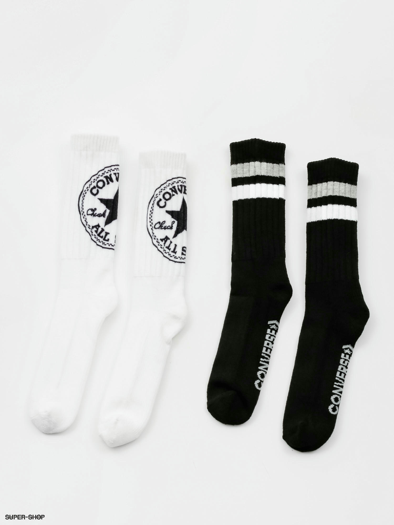 Converse 2Pk Crew 360 Chuck Patch Socks (white/black)