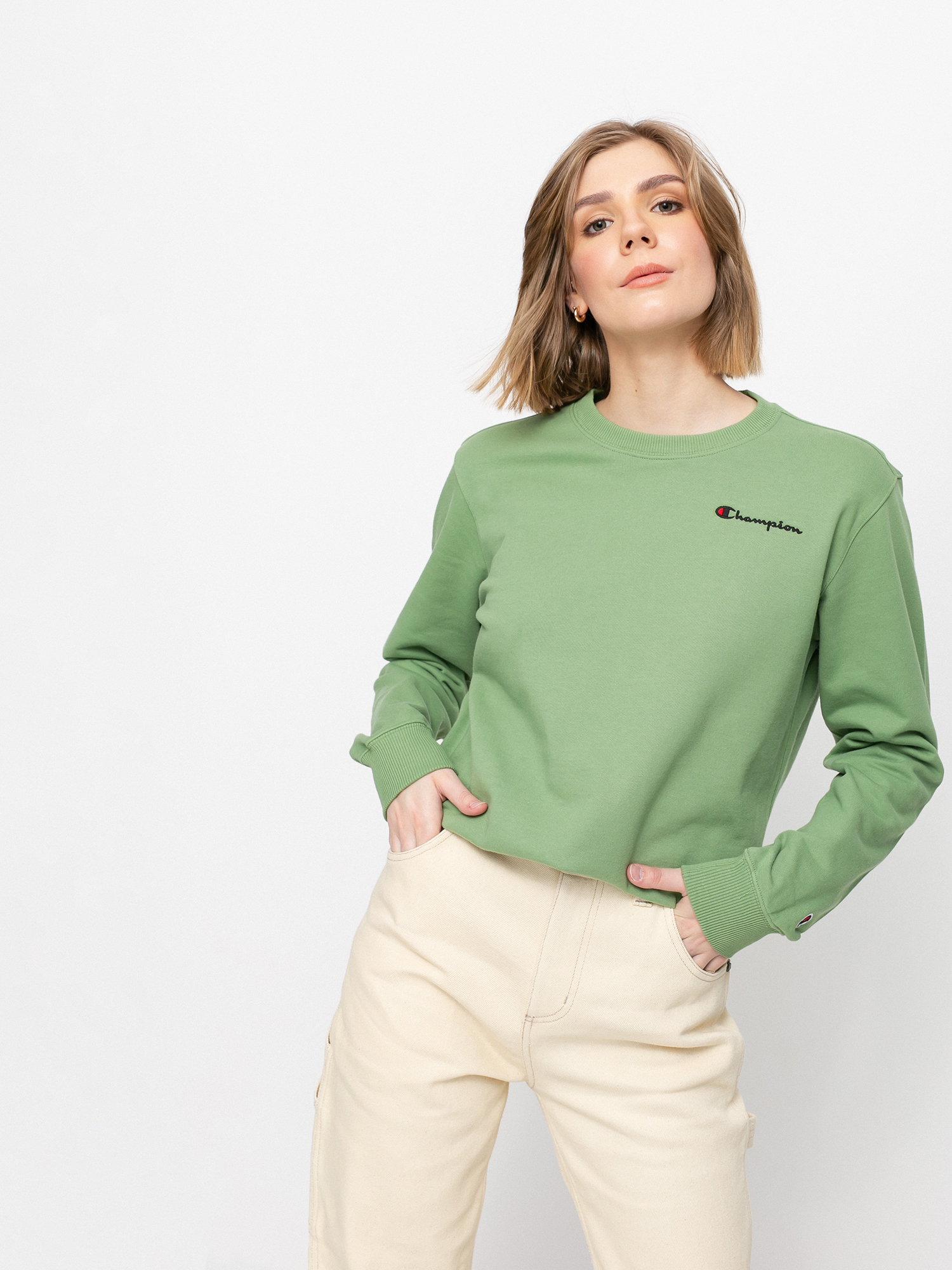 Olive green champion crewneck online