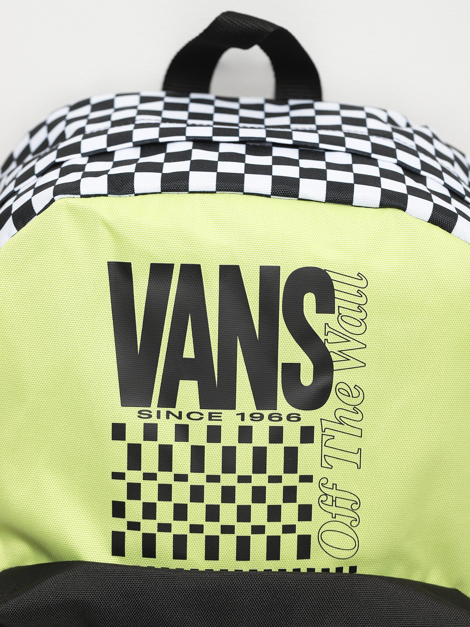 Vans sporty realm plus black & yellow checkerboard outlet backpack