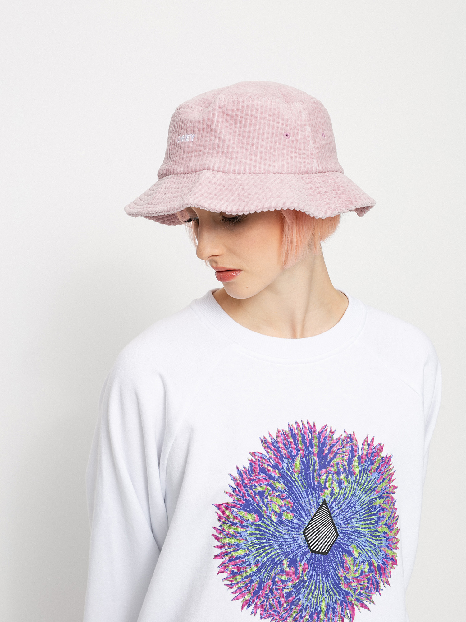 OBEY Bold Cord Bucket Hat (dusty rose)