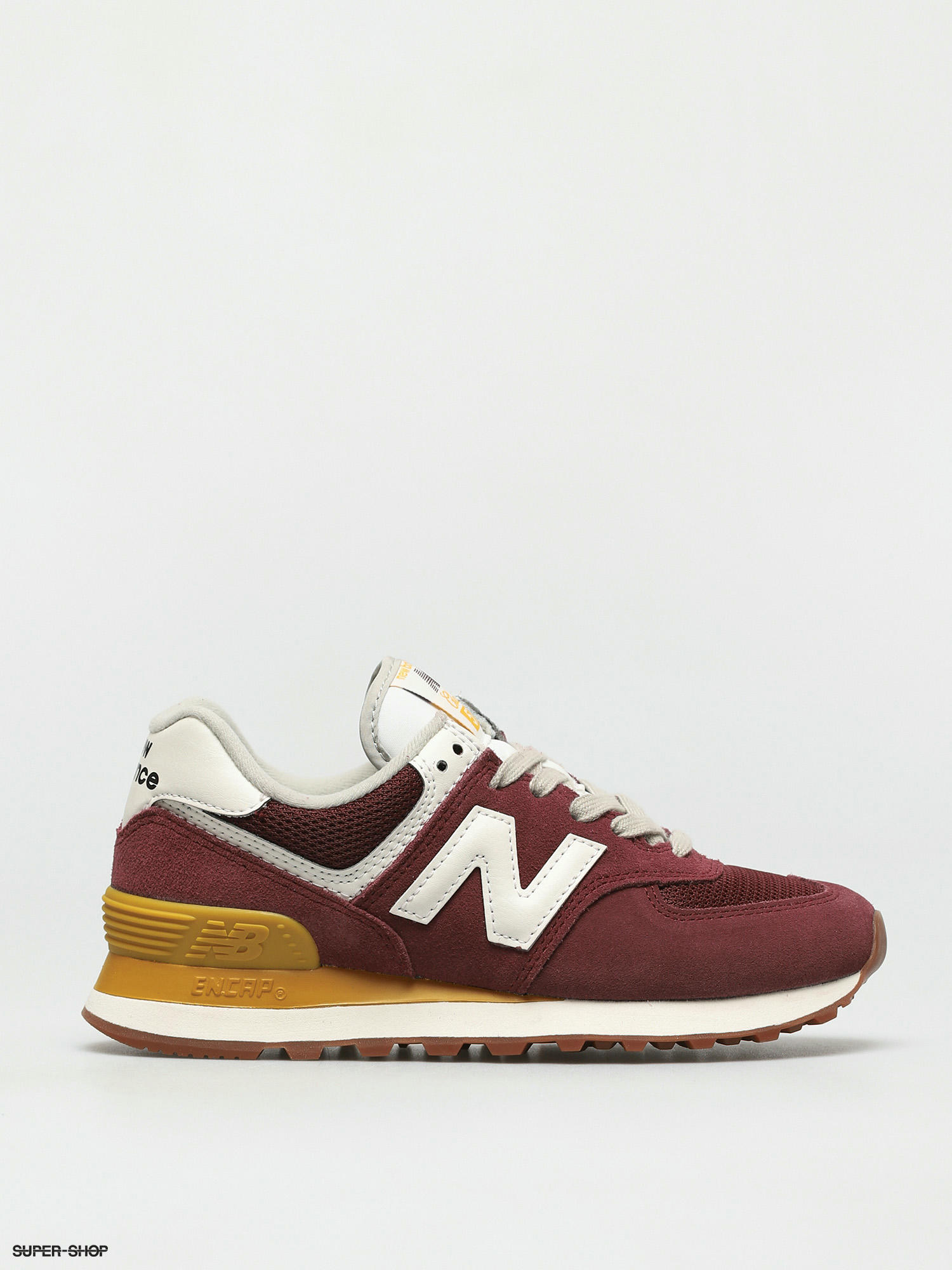 new balance 574 burgundy yellow