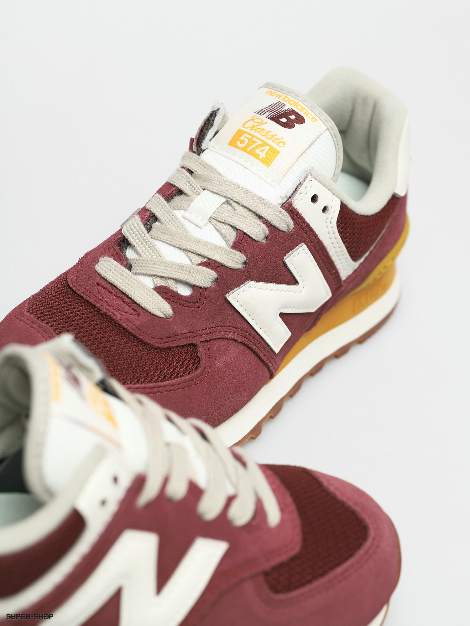 new balance 574 burgundy yellow