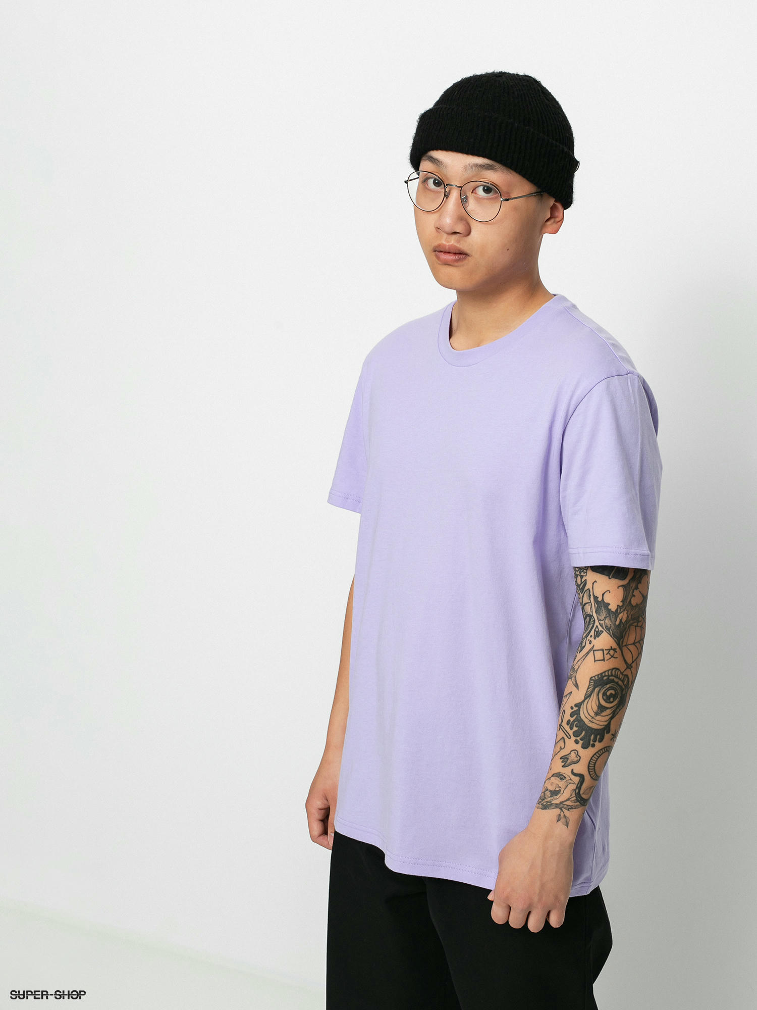 Men Longline With Curved Hem And Double Neck In Purple T Shirt