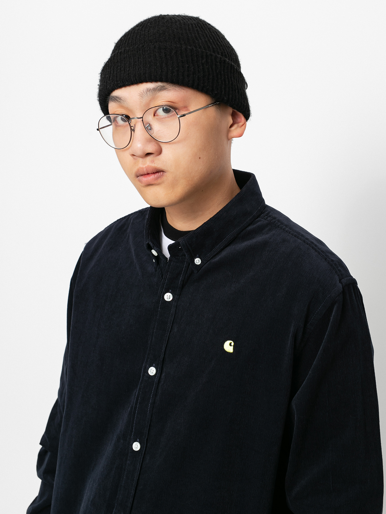 Carhartt WIP Madison Cord Hemd (dark navy/limoncello)