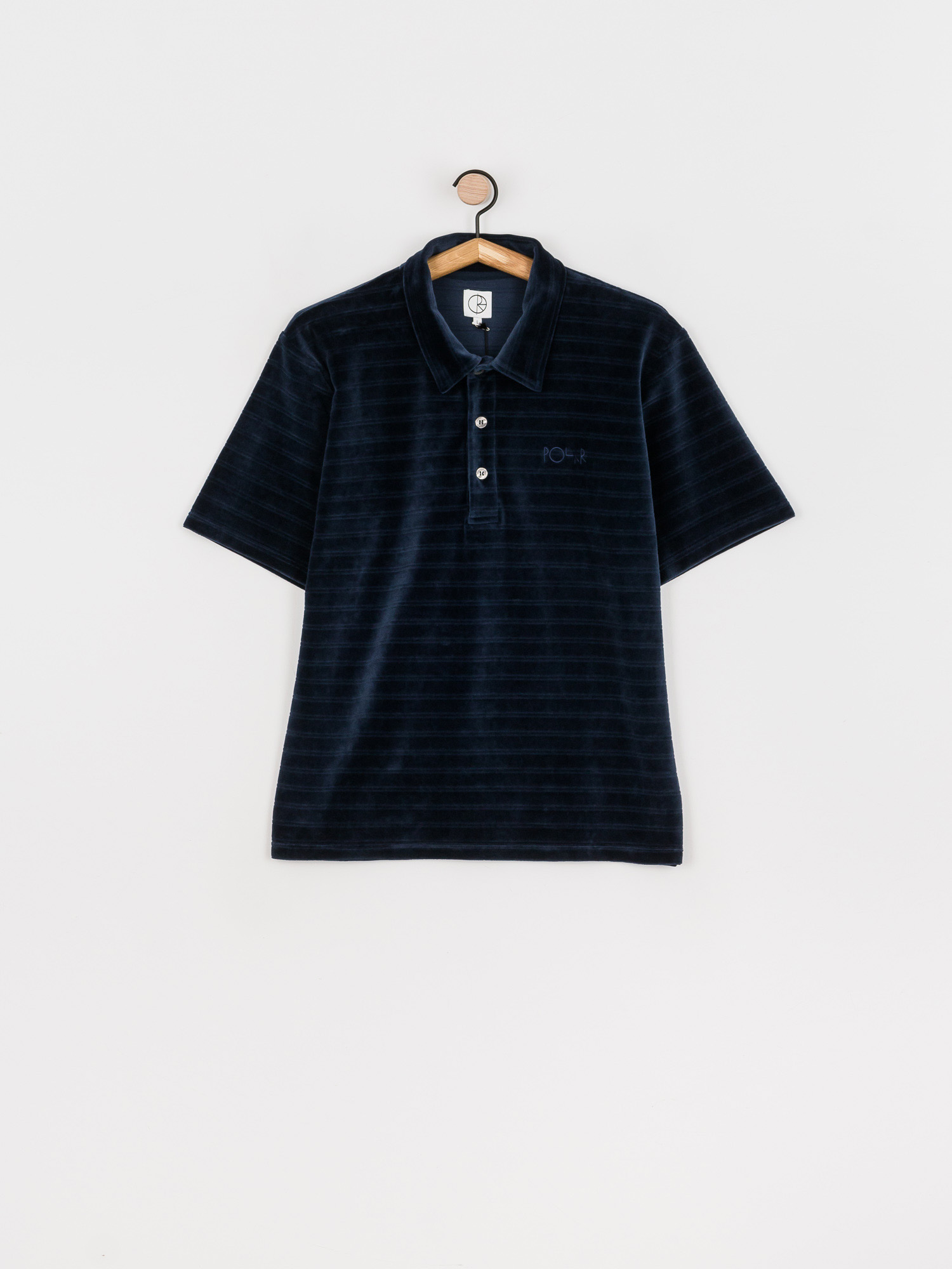 Polar Skate Stripe Velour Polo T-shirt (navy)