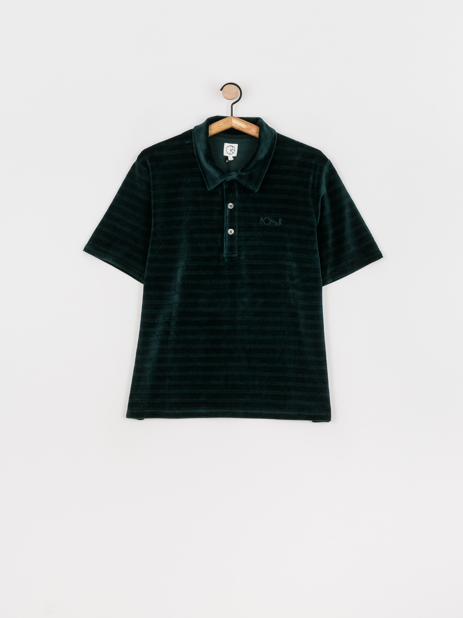 Polar Skate Stripe Velour Polo T-shirt (dark green)