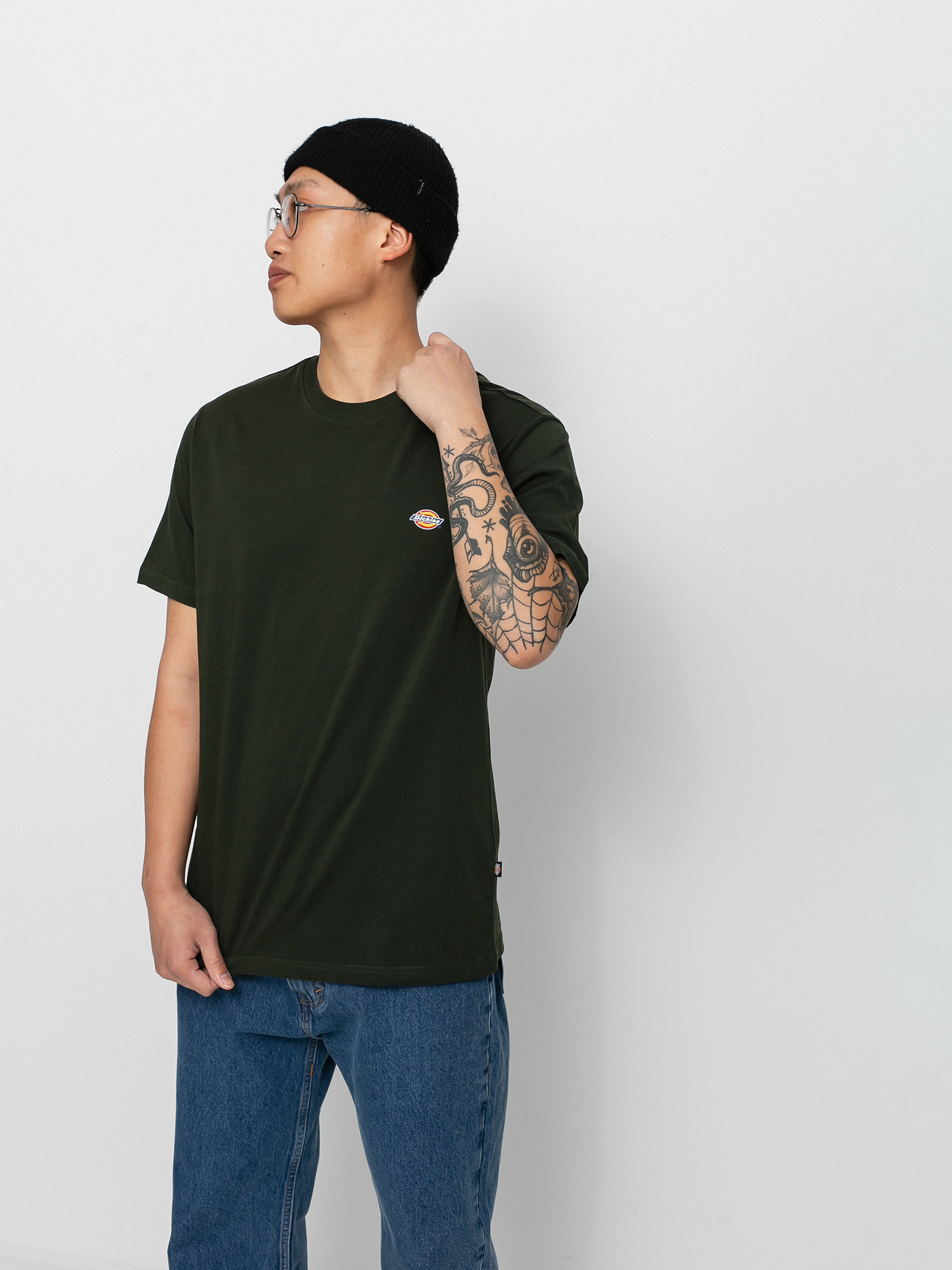T-shirt larga in jersey con tasca - Verde - 8.00