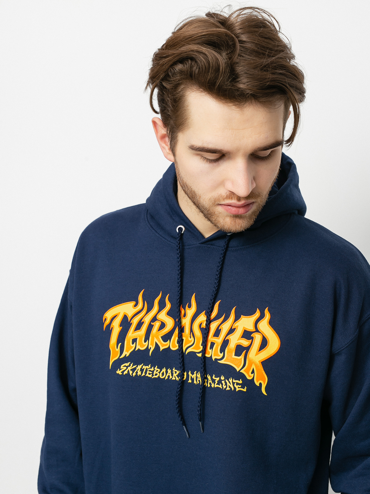navy thrasher hoodie