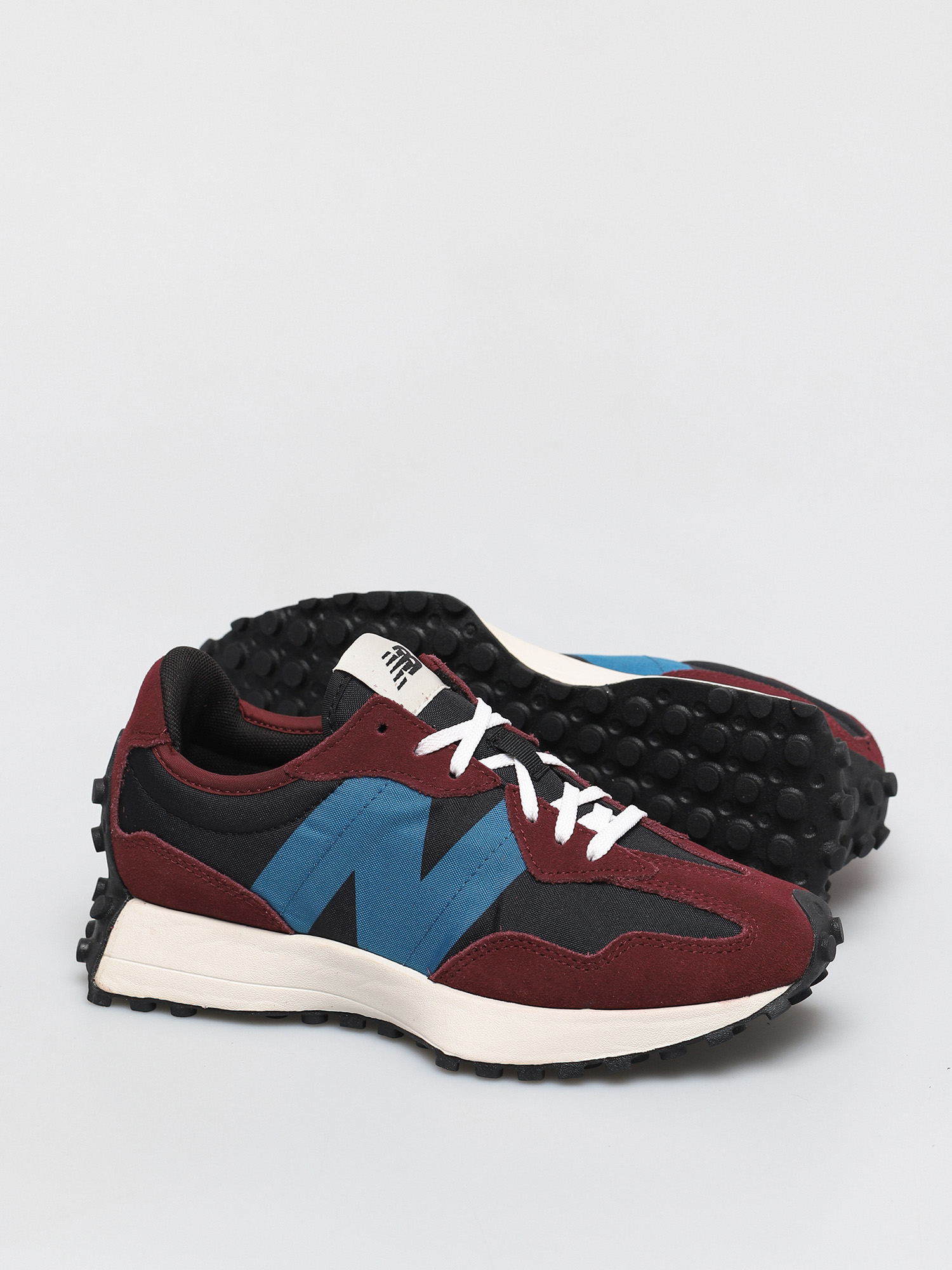 new balance burgundy 327 suede & mesh trainers