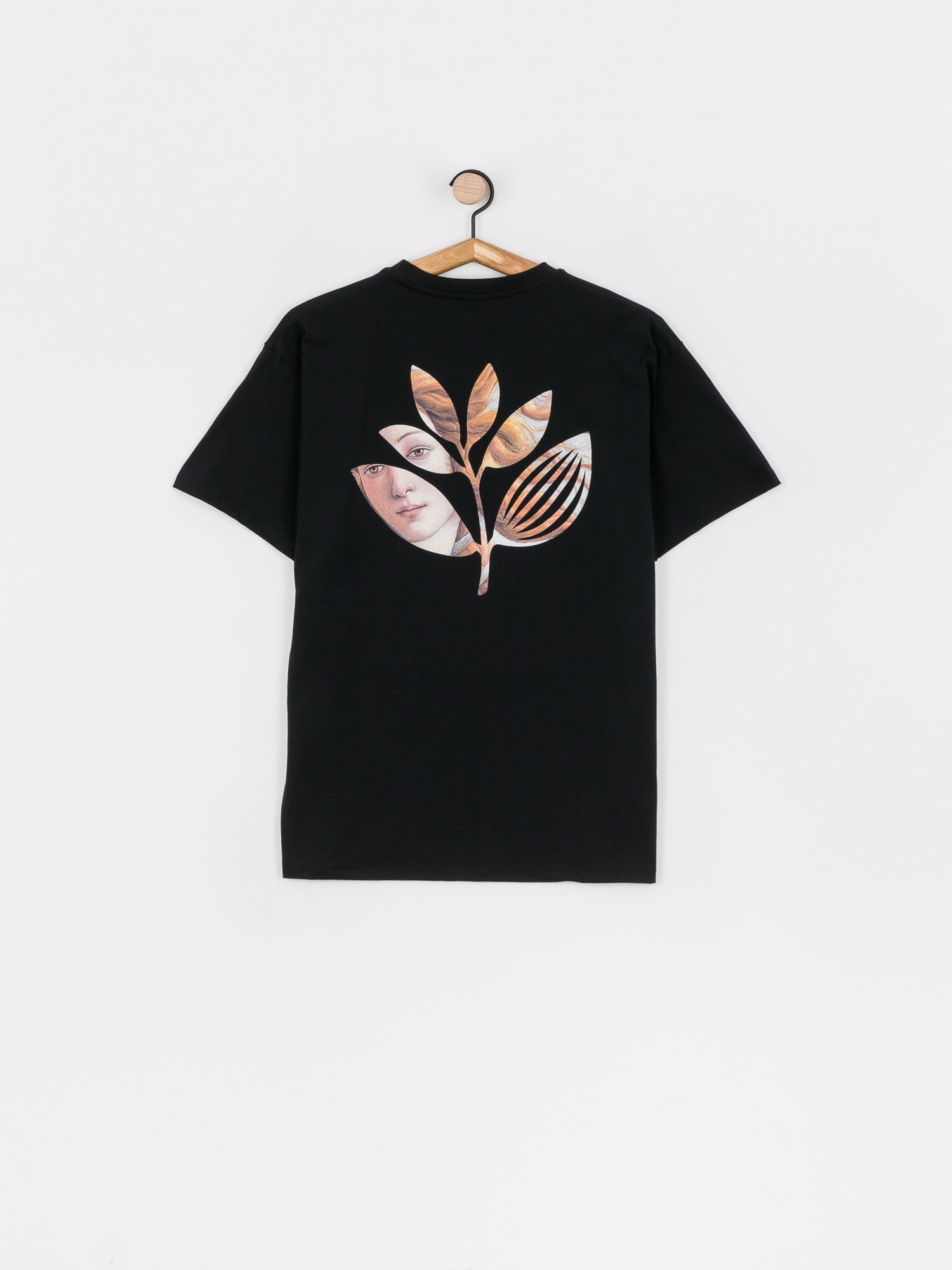Magenta Botticelli Plant T-shirt (black)