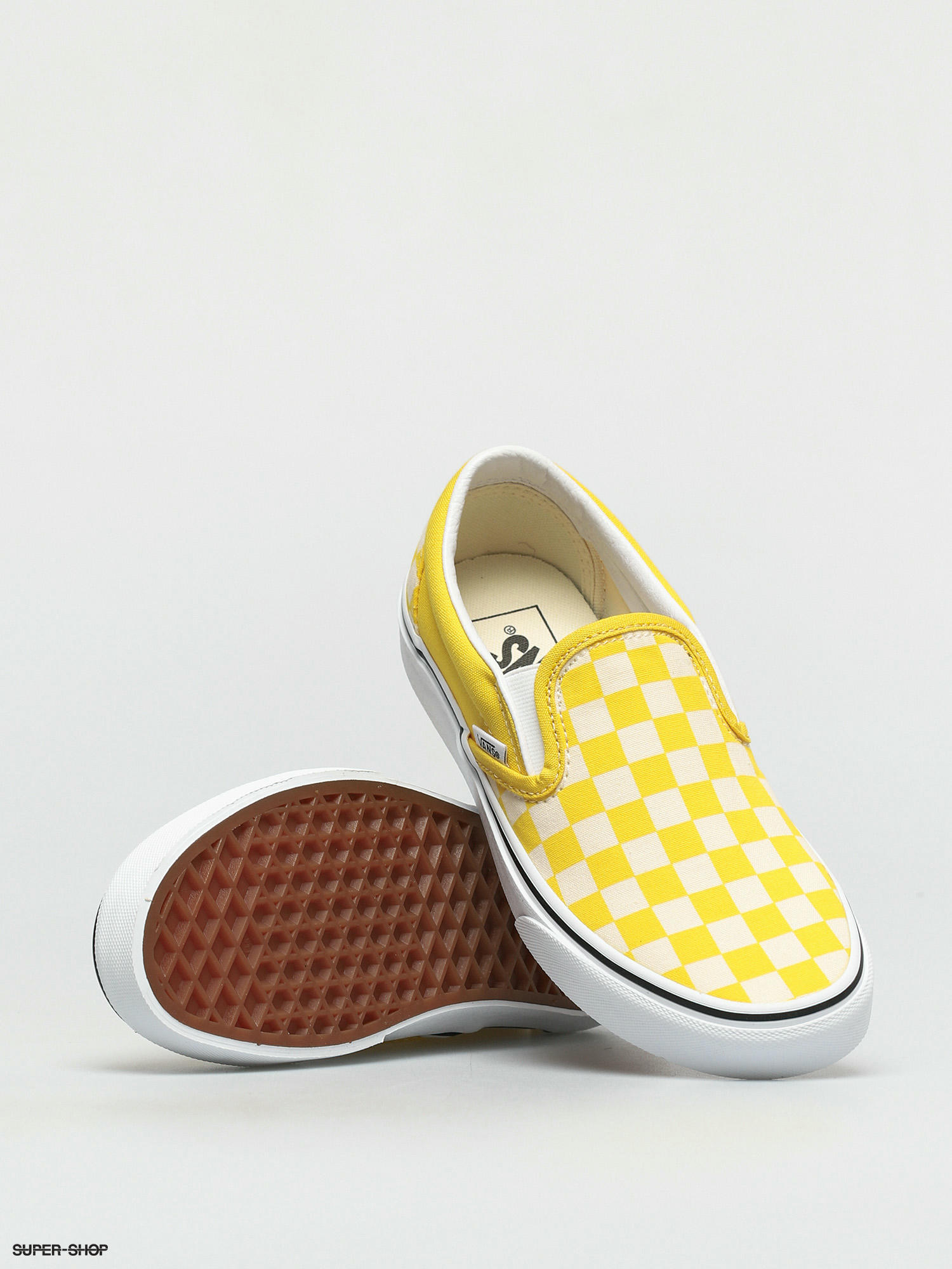 vans checkerboard slip on ochre