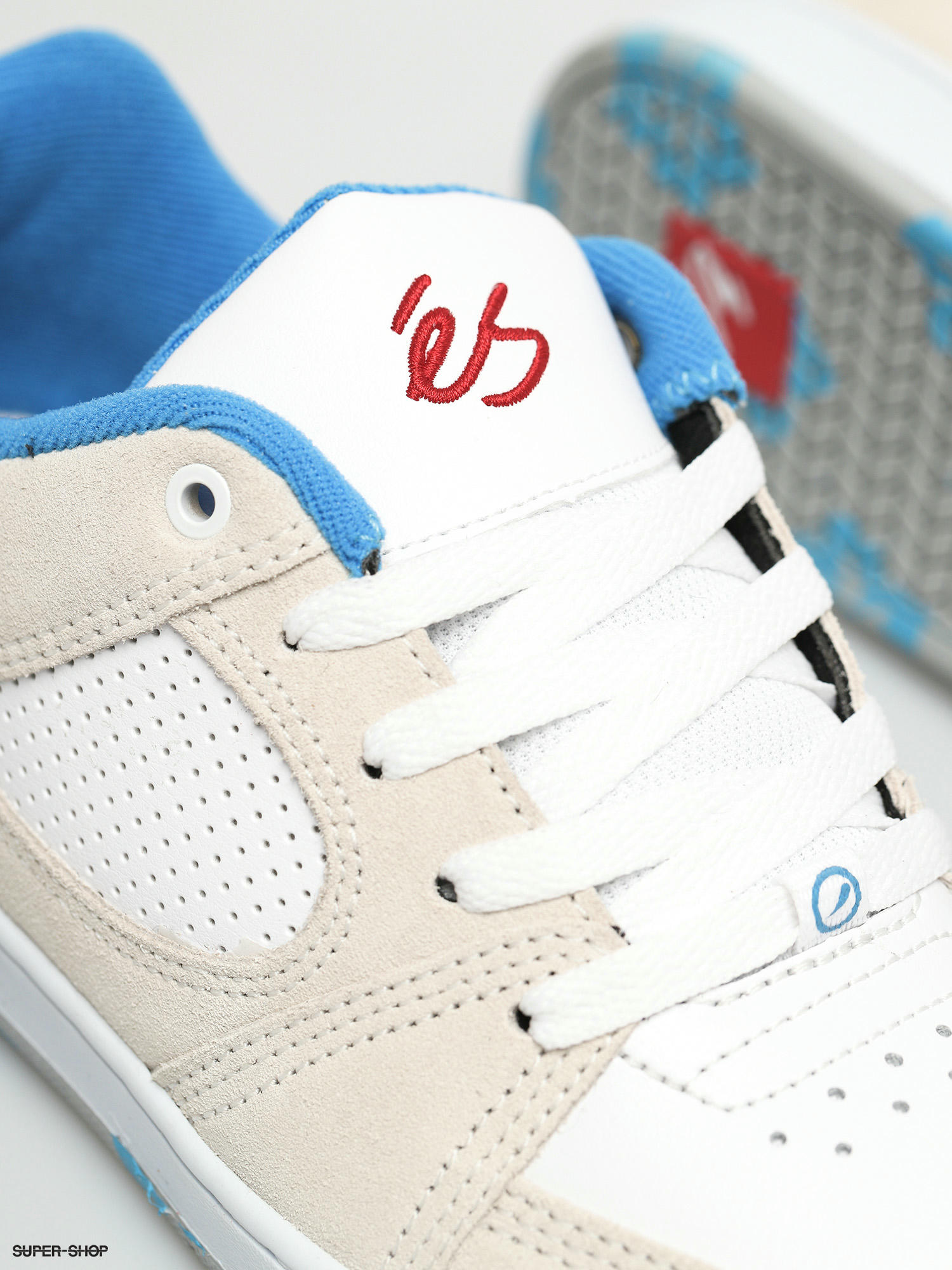 eS Accel Slim White/White/Blue Shoe 