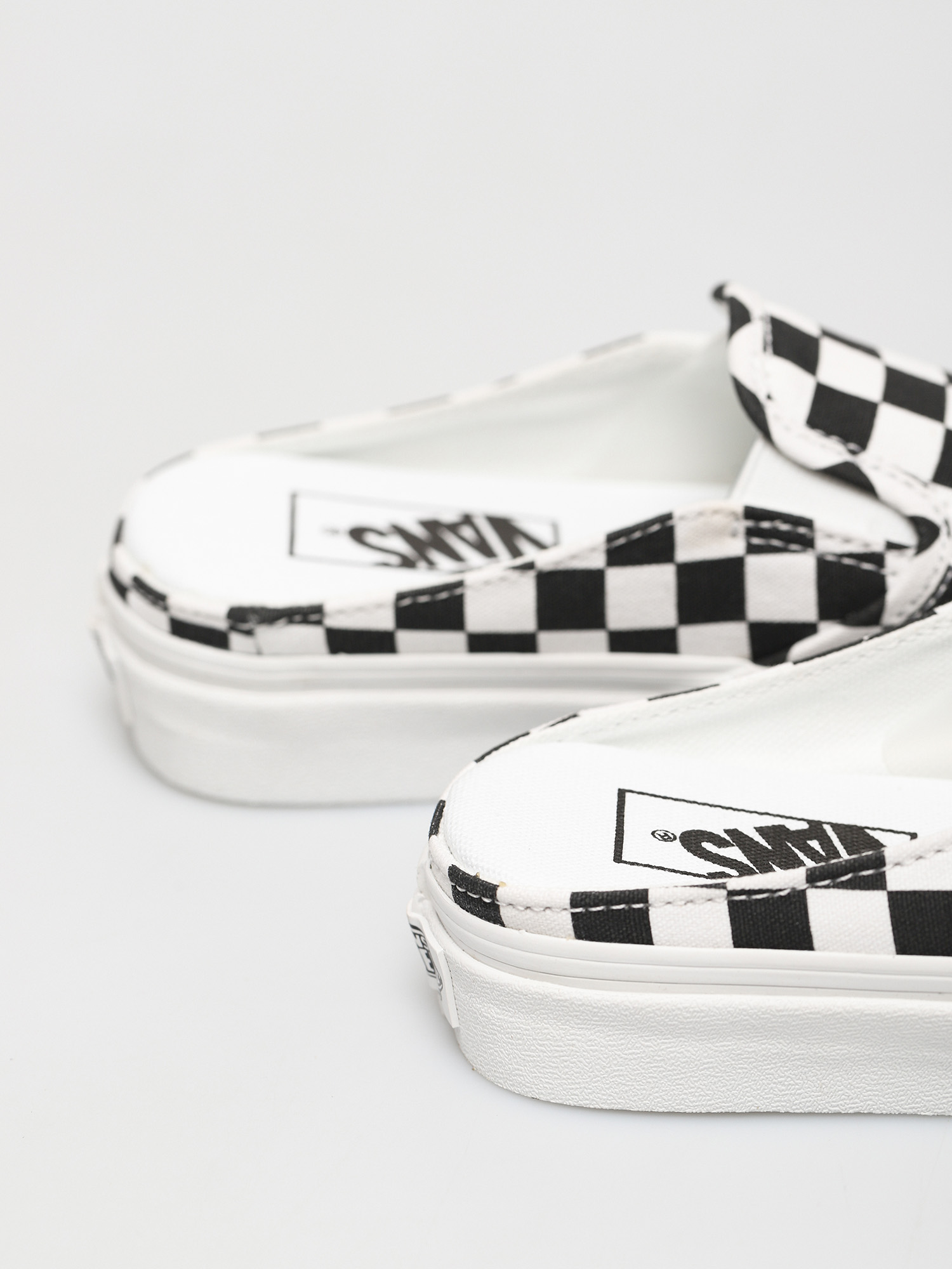 vans leather checkerboard mule