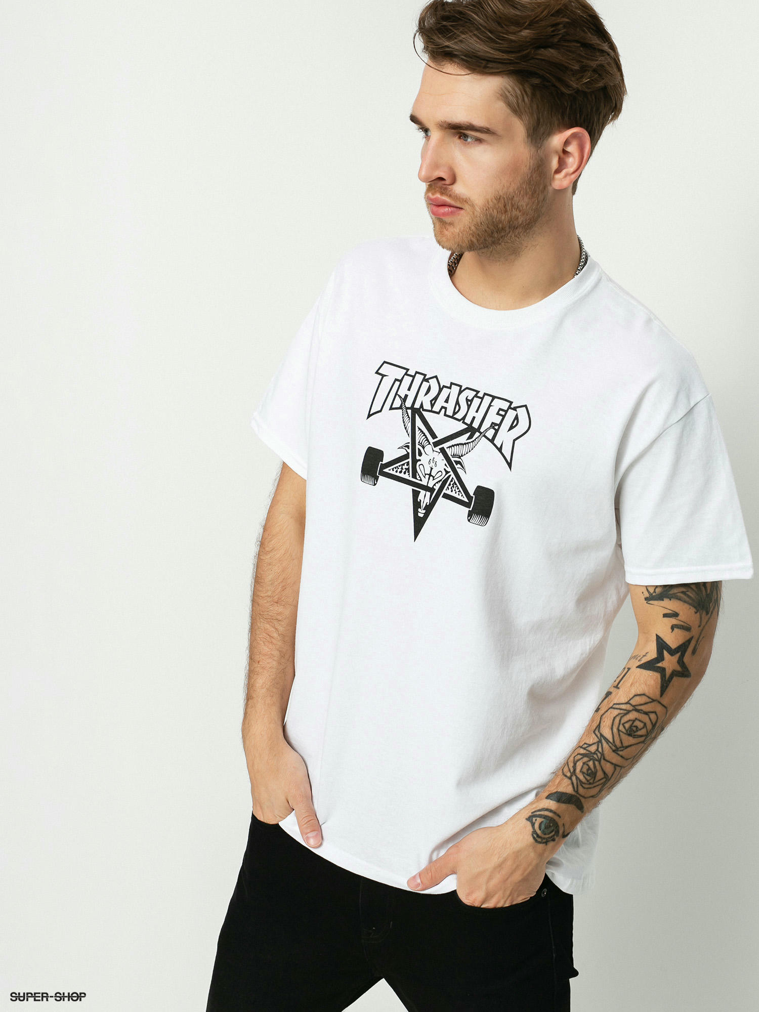 Thrasher T Shirt Skate Goat White