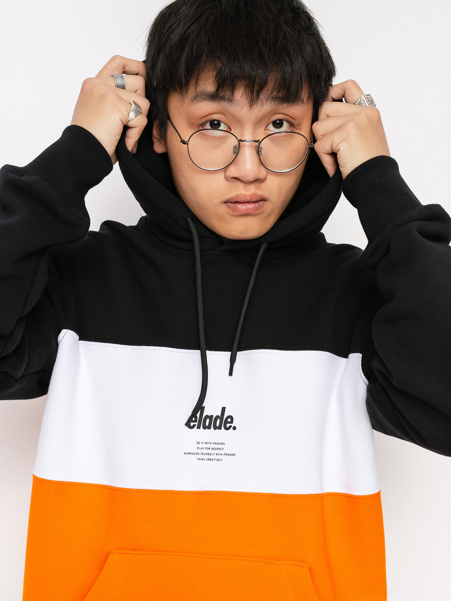 Elade Colour Block HD Hoodie (black/white/orange)