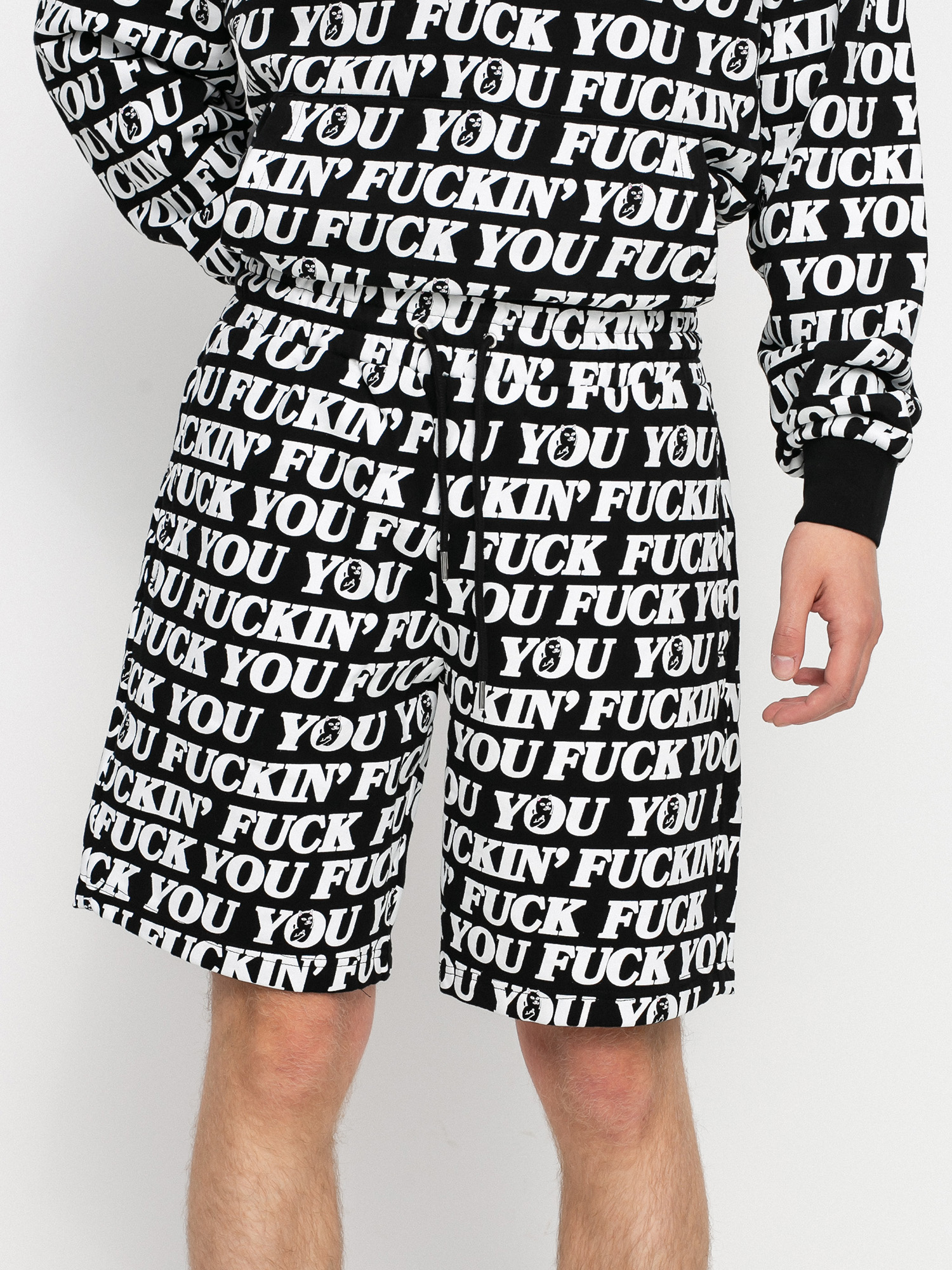 black patterned shorts