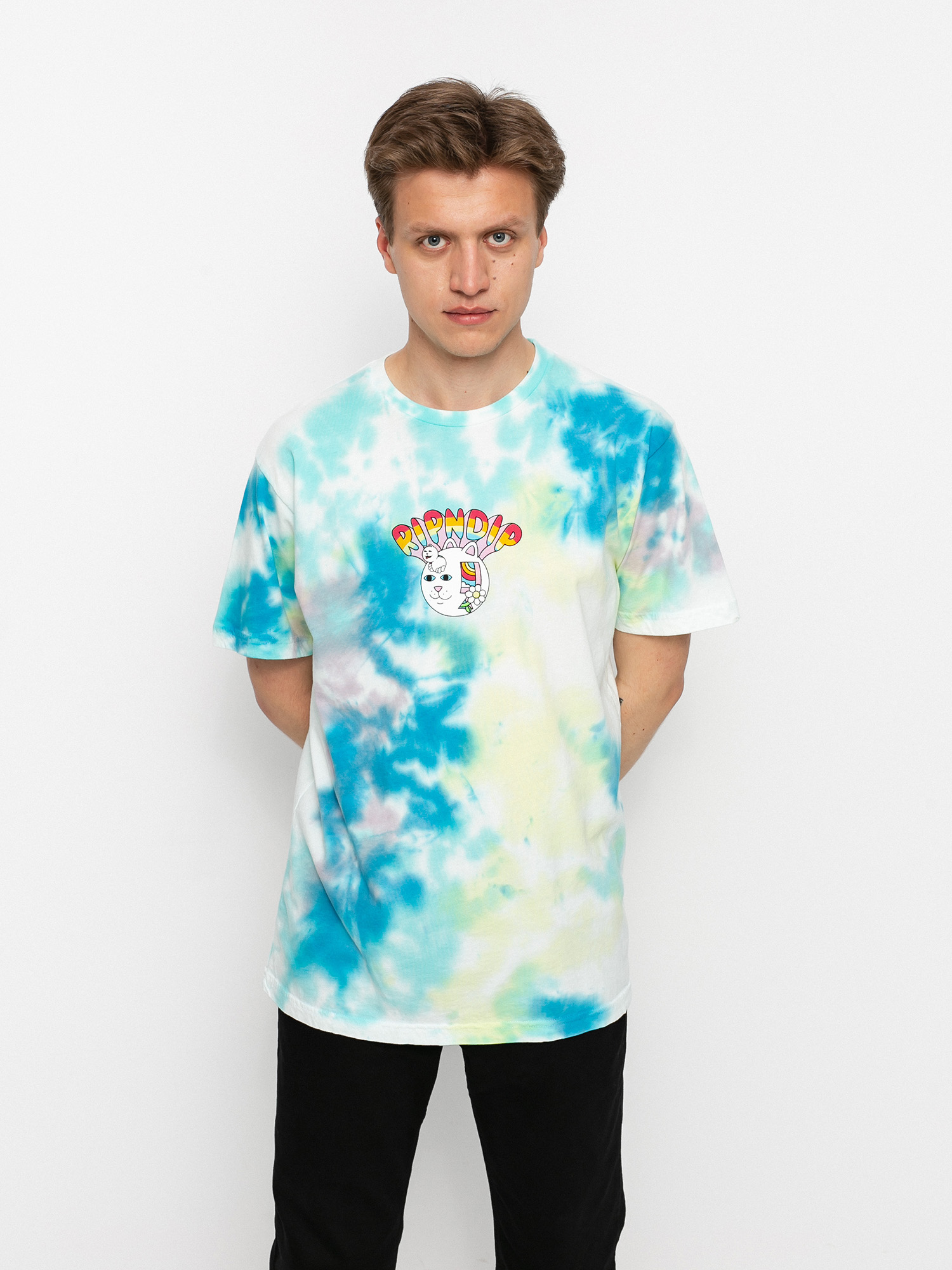 yellow and white tie dye shirt