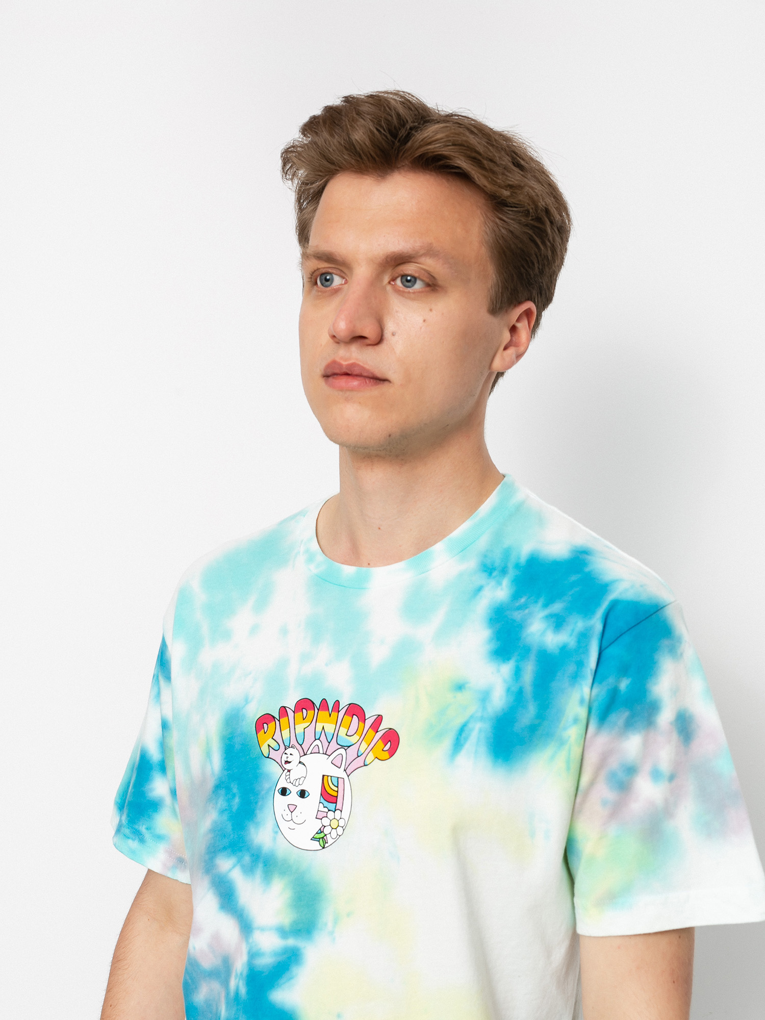 yellow and white tie dye shirt