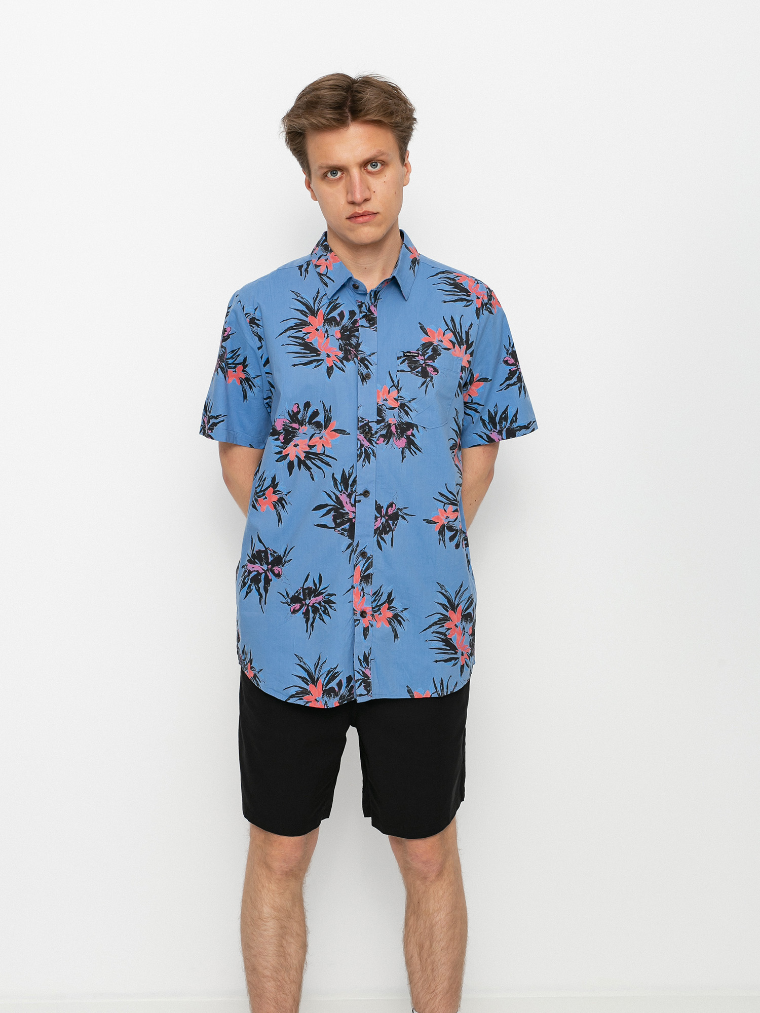 blue volcom shirt