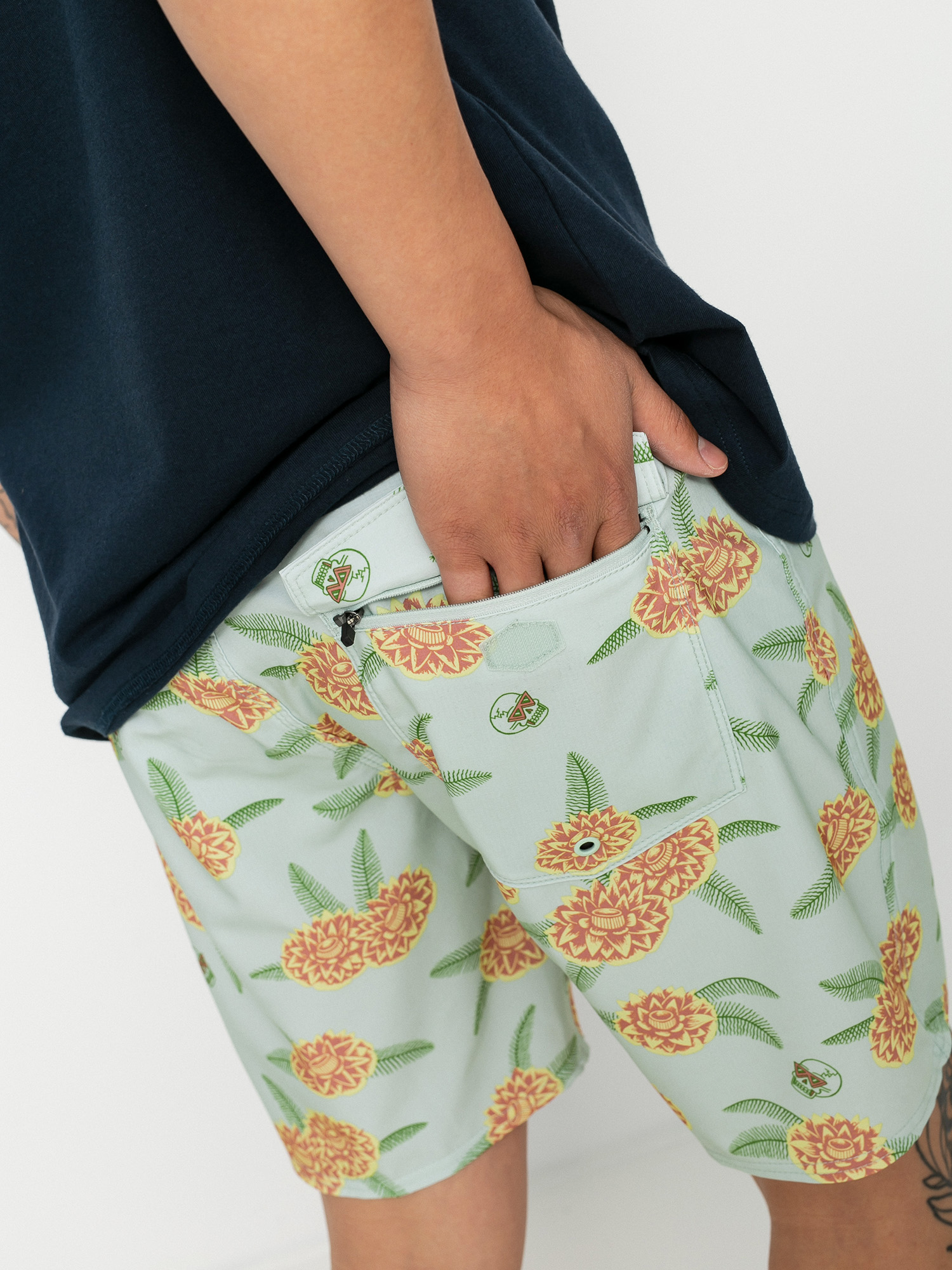 RVCA Luke P Floral Trunk Boardshorts (green tea)