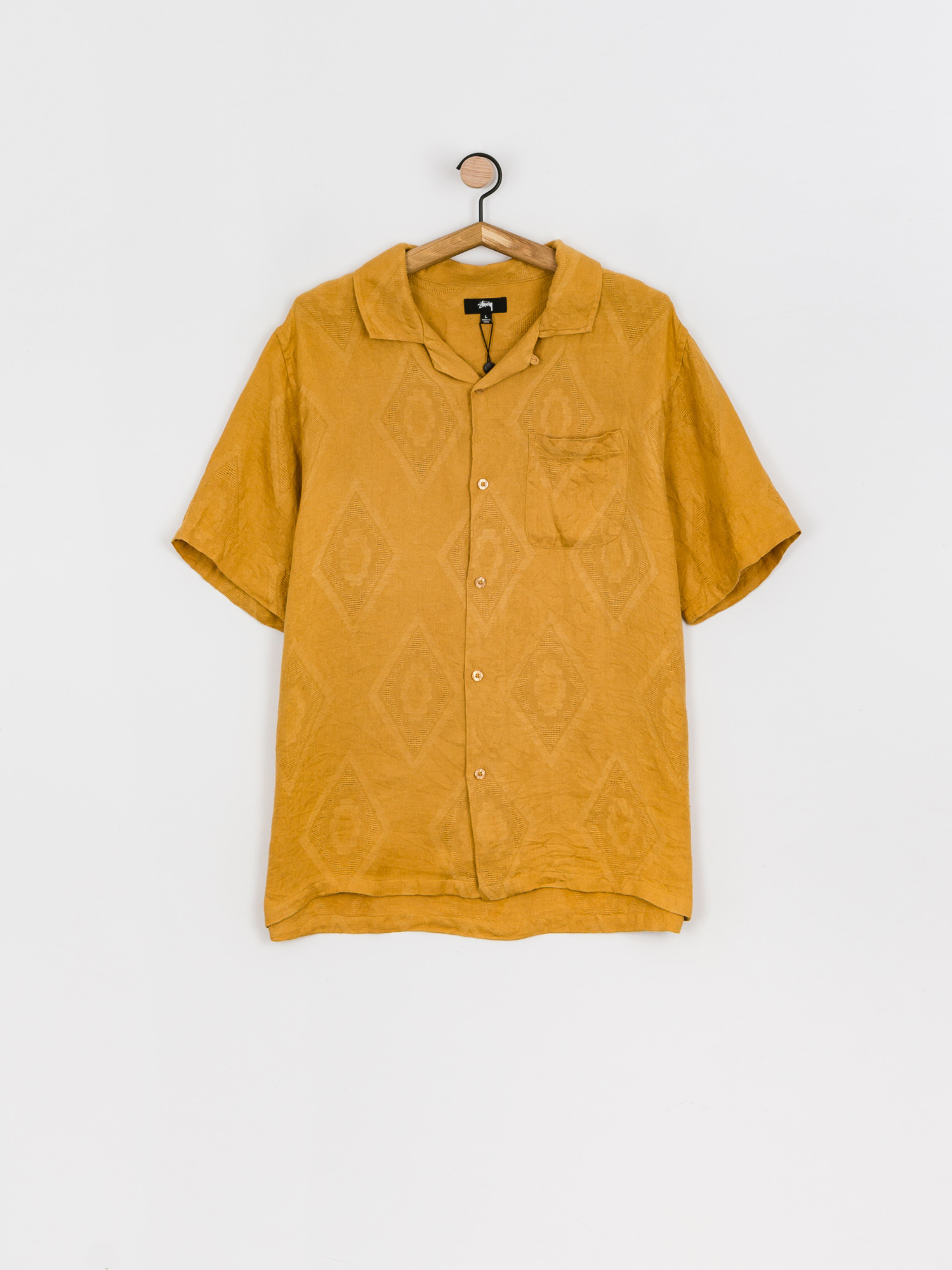 Stussy Diamond Jacquard Linen Shirt (mustard)