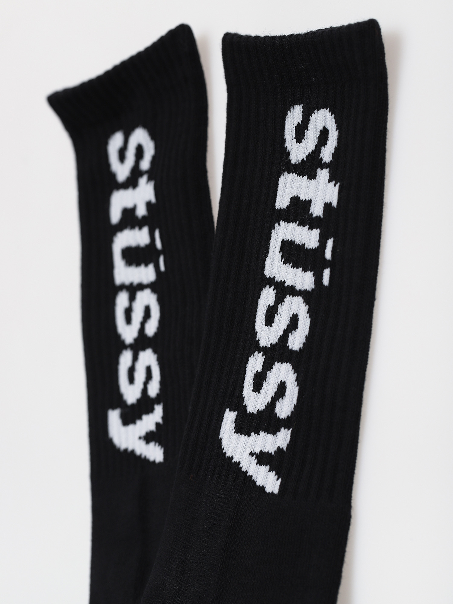 Stussy Helvetica Jacquard Crew Socks (black)
