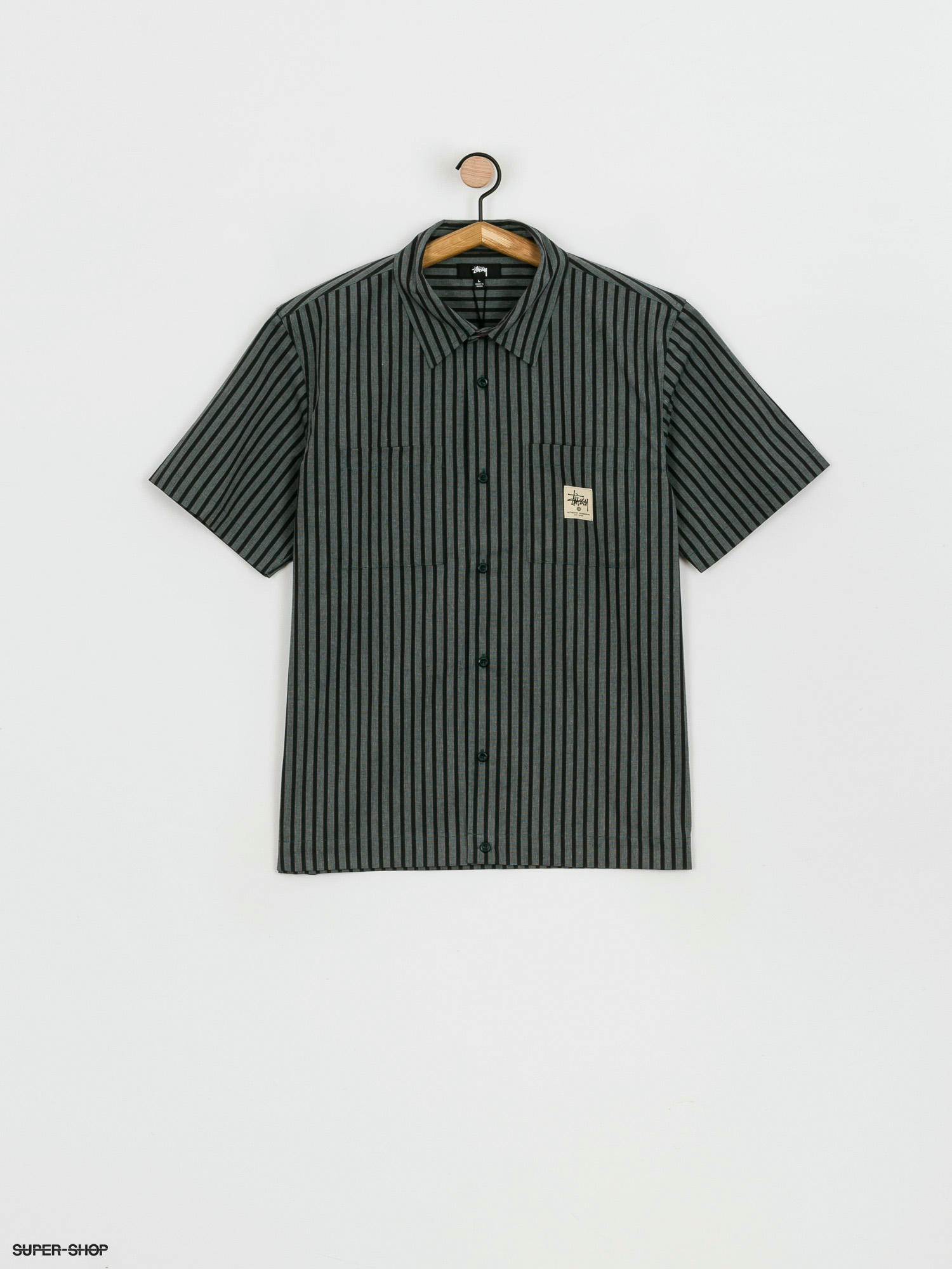 センチの通販 STUSSY STRIPED GARAGE SHIRT Lサイズ - トップス