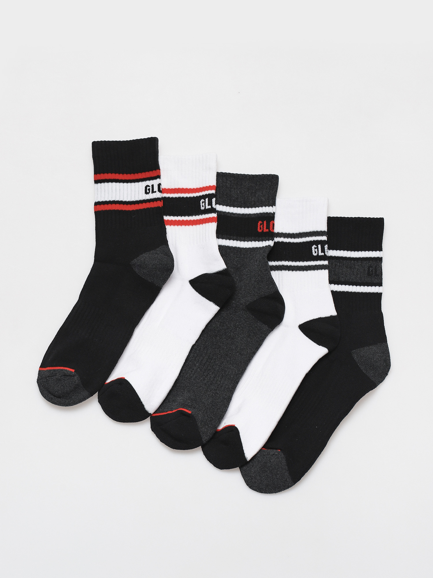 Globe Triple Stripe Crew 5 Pack Socks (assorted)