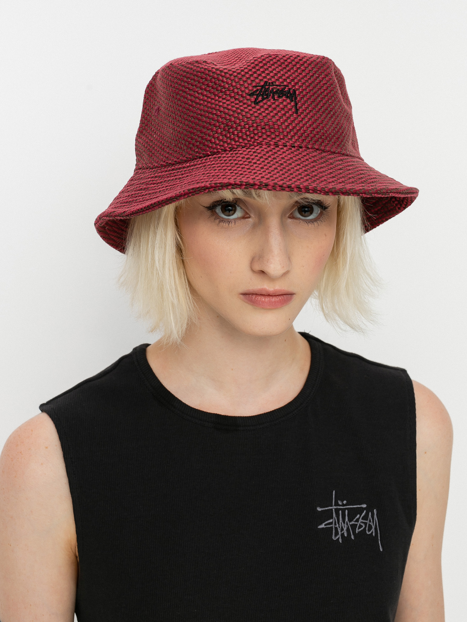 Stussy Jute Weave Bucket Hut (red)