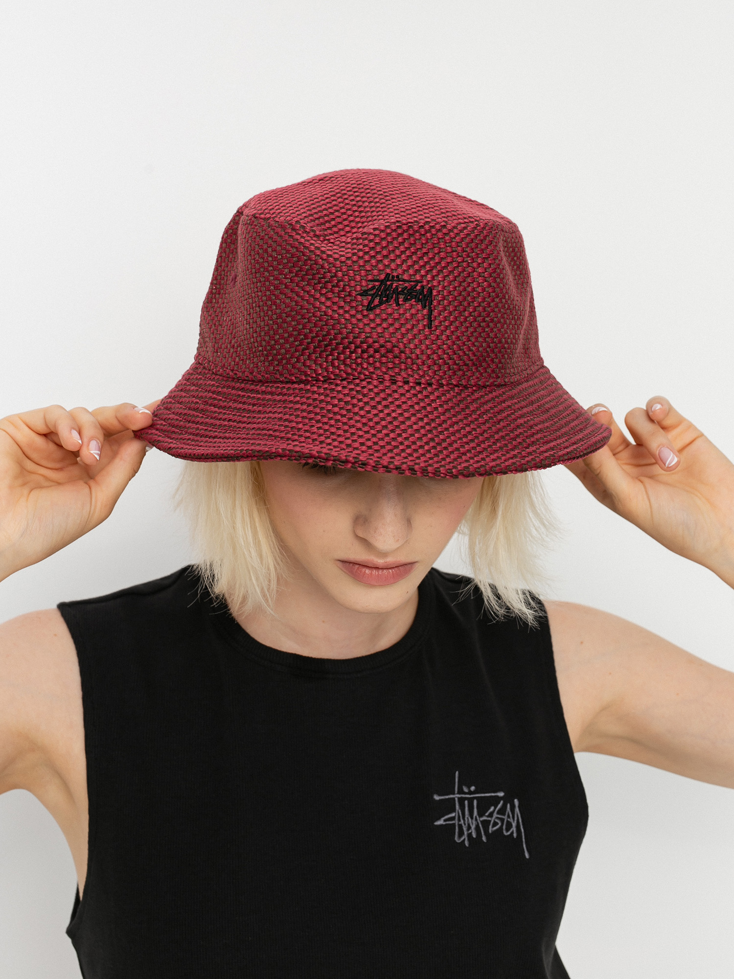 Stussy Jute Weave Bucket Hut (red)